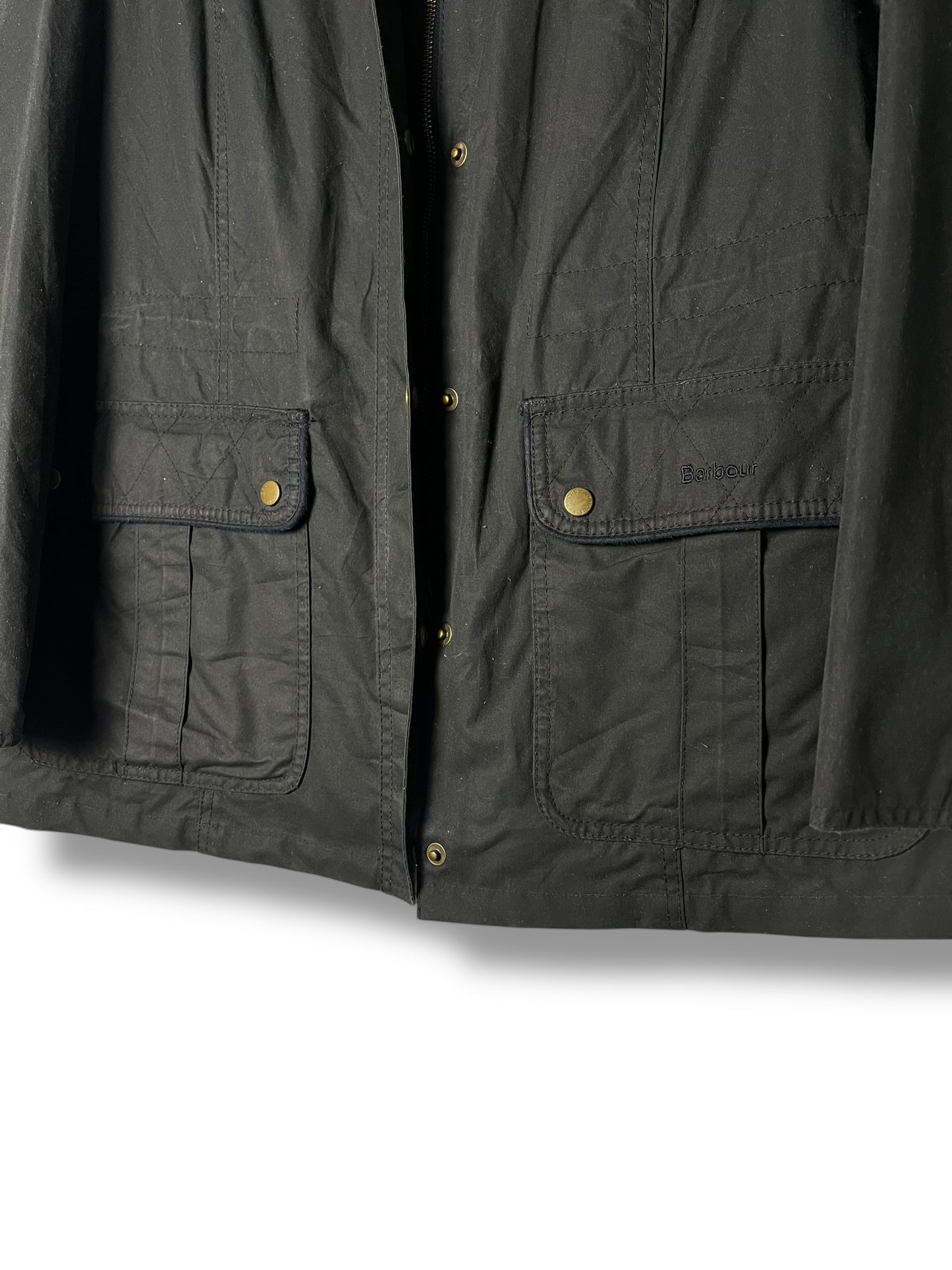 Barbour Aenium Wax Jacket – Navy Blue – UK 18 (Women)