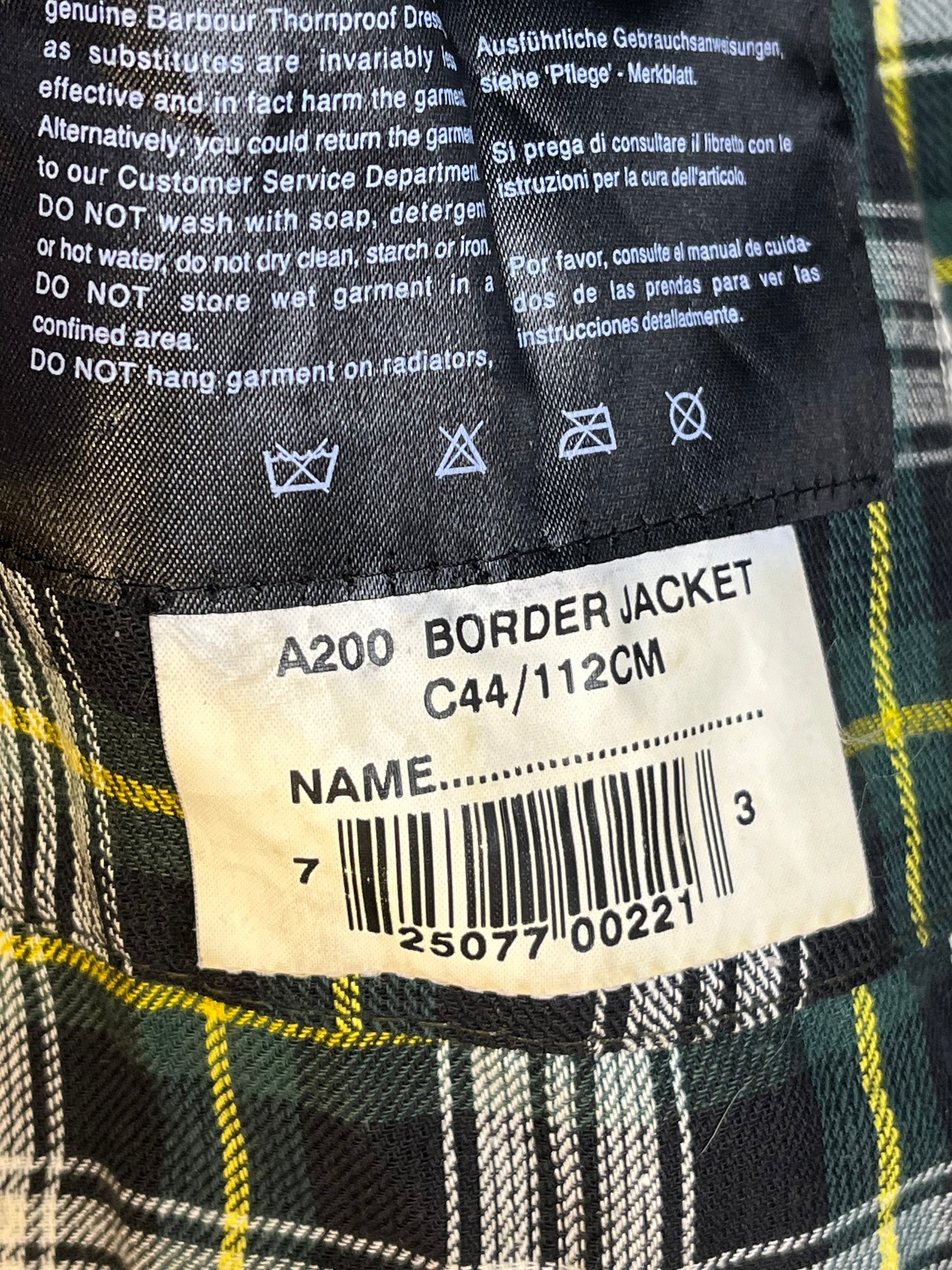 Barbour Border A200 Wax Jacket Sage Green C44 XL Vintage 2000 Made in England