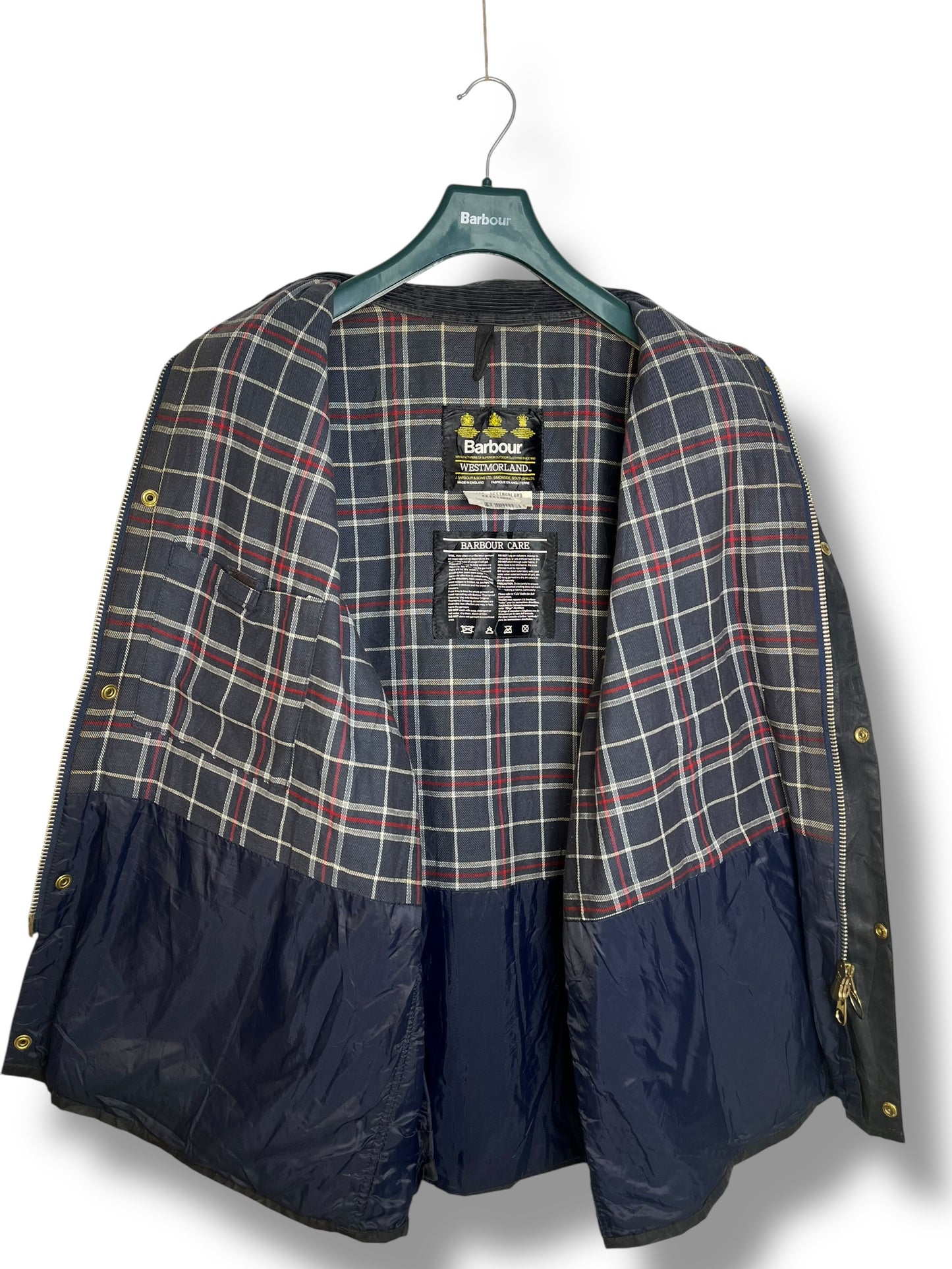 Barbour Westmorland Waxed Cotton Gilet Navy XXL Vintage 90s A225