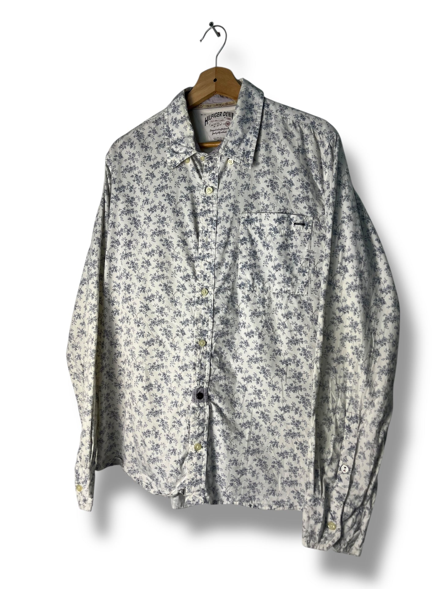 Hilfiger Denim Shirt – White Floral Print – L