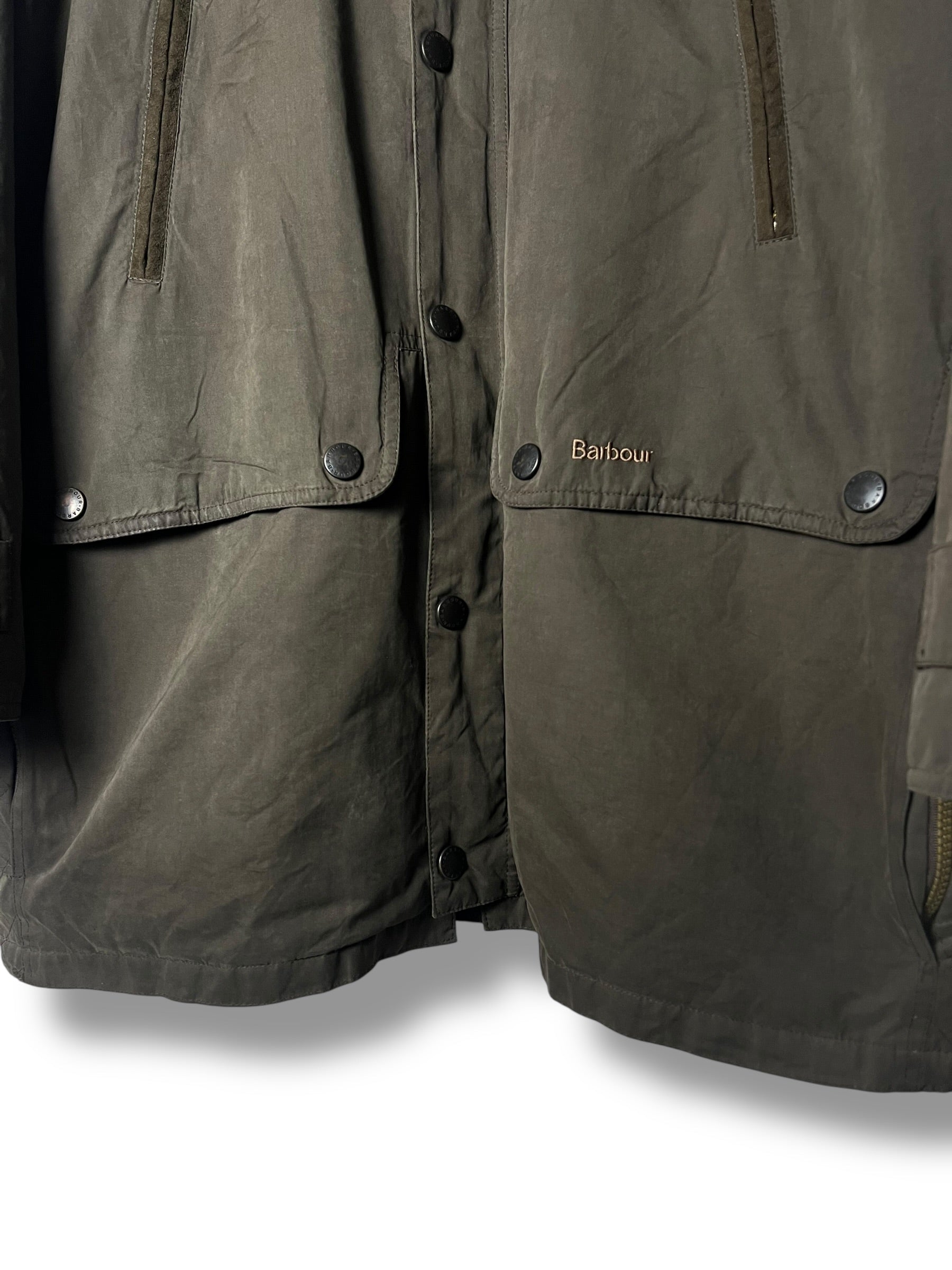 Barbour Microfibre Jacket – Olive Green – Size L (fits XL) – Draps