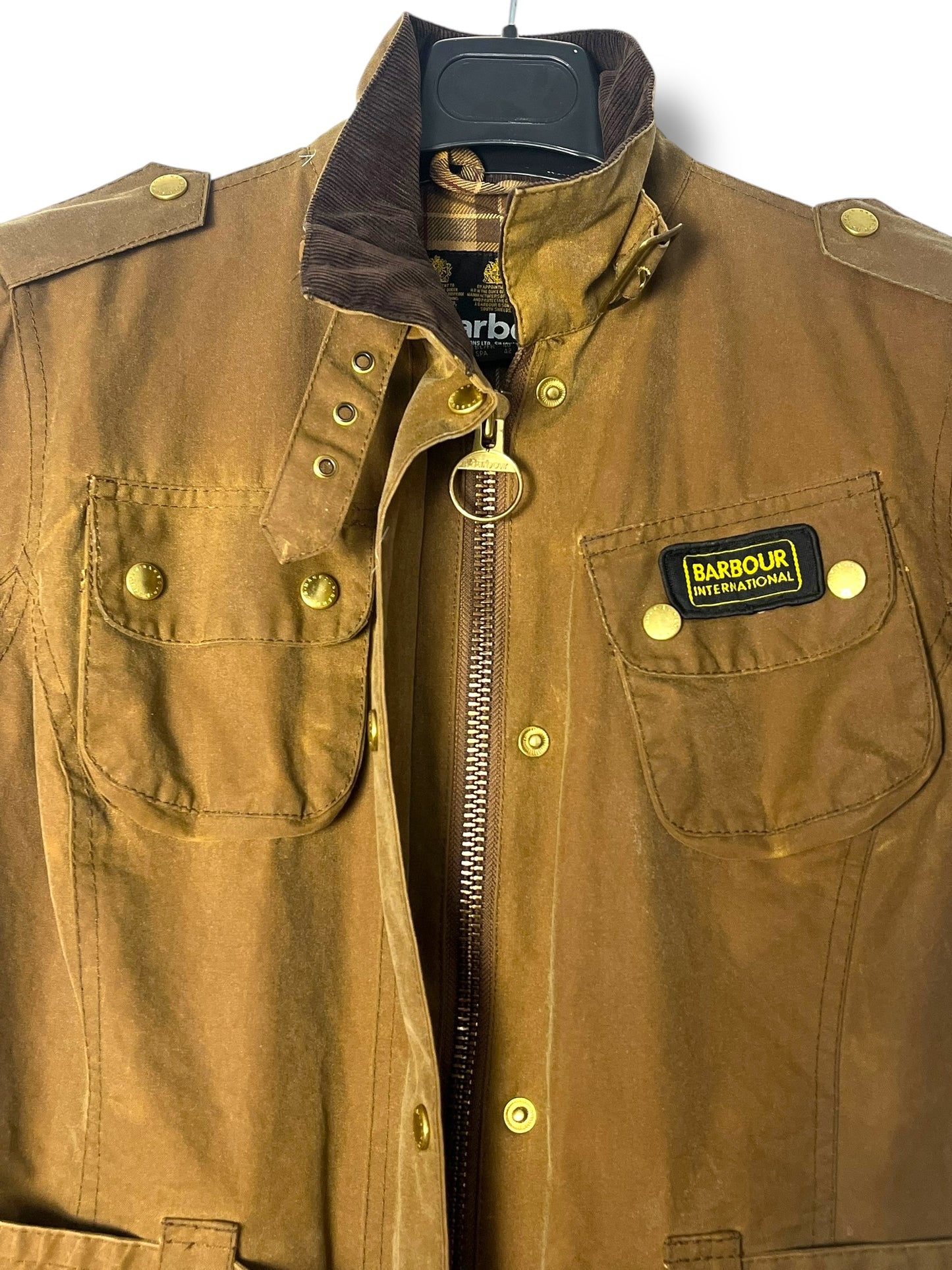 Barbour International Suit Ladies Wax Jacket – UK 12 / Sandstone