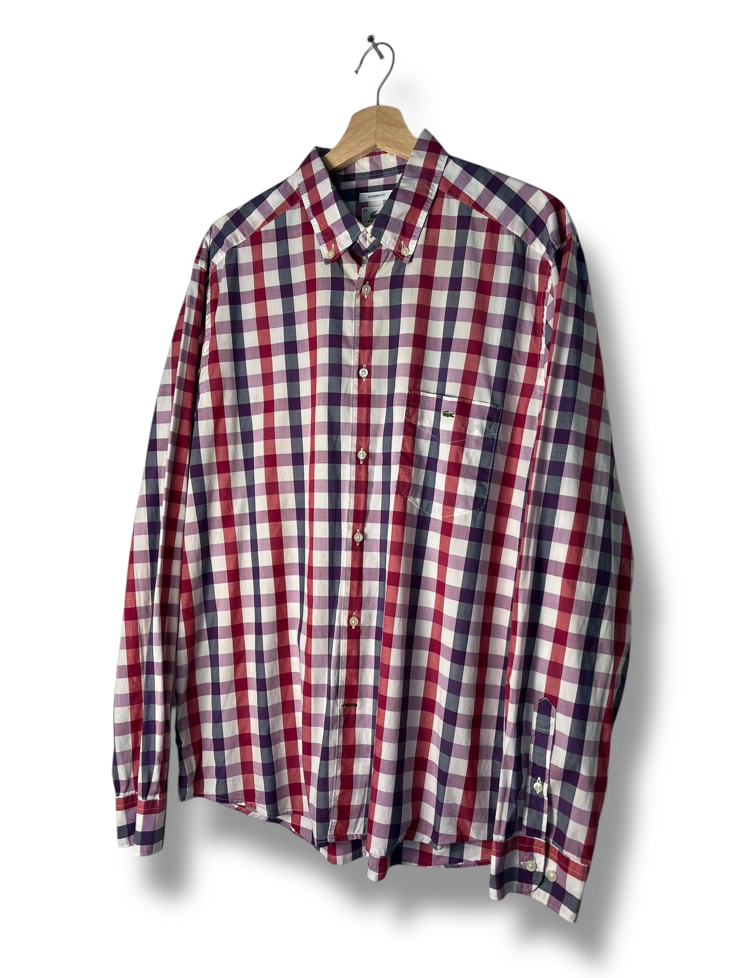 Lacoste Checked Shirt – Red/Navy – Modern Fit – XL