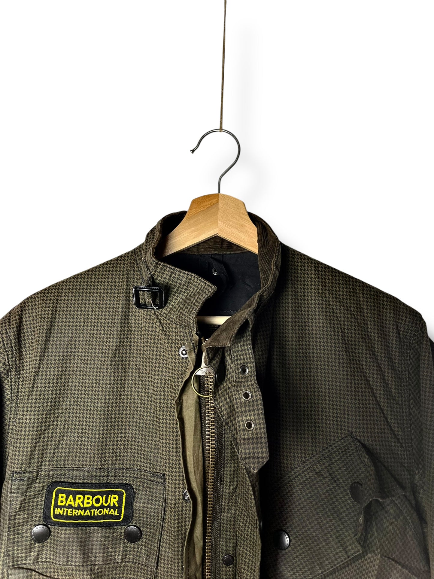 Barbour International Suit SMU Wax Jacket C34 Small Check Rare Moto