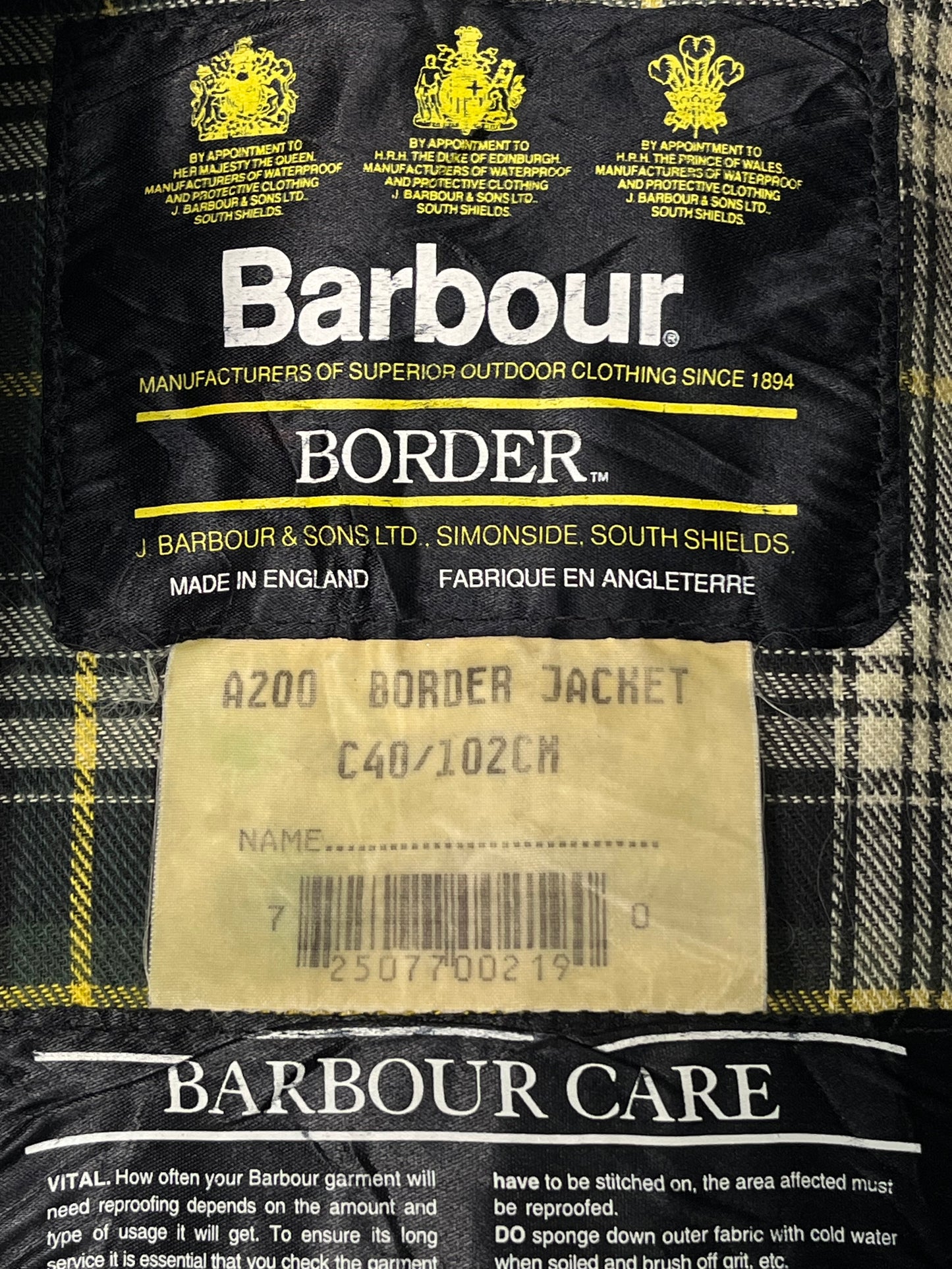 Barbour Border Jacket C40 Vintage Olive – 1994