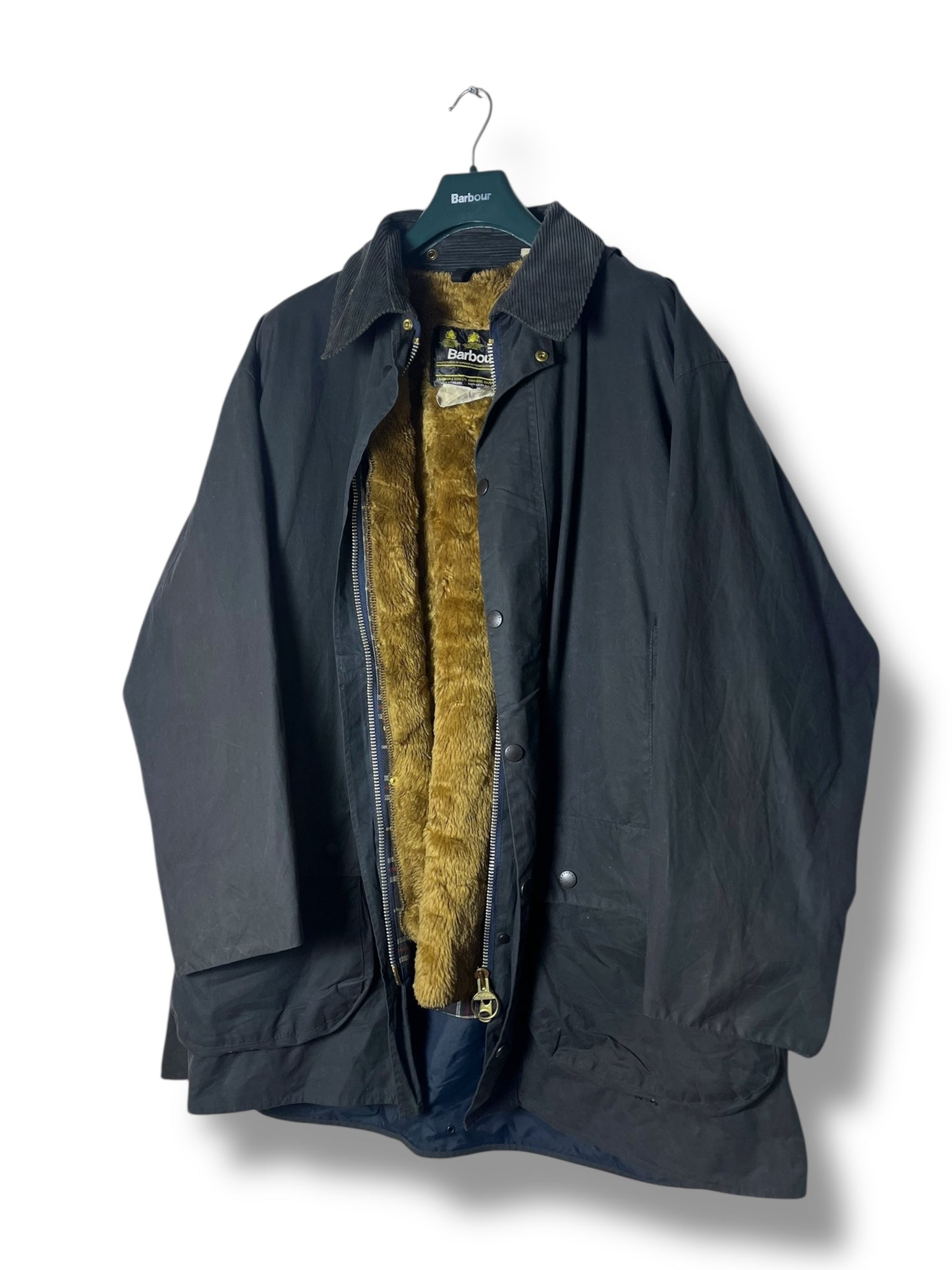 Barbour Border Wax Jacket – Blue Navy – 1995 – C50 (XL) – Liner Included