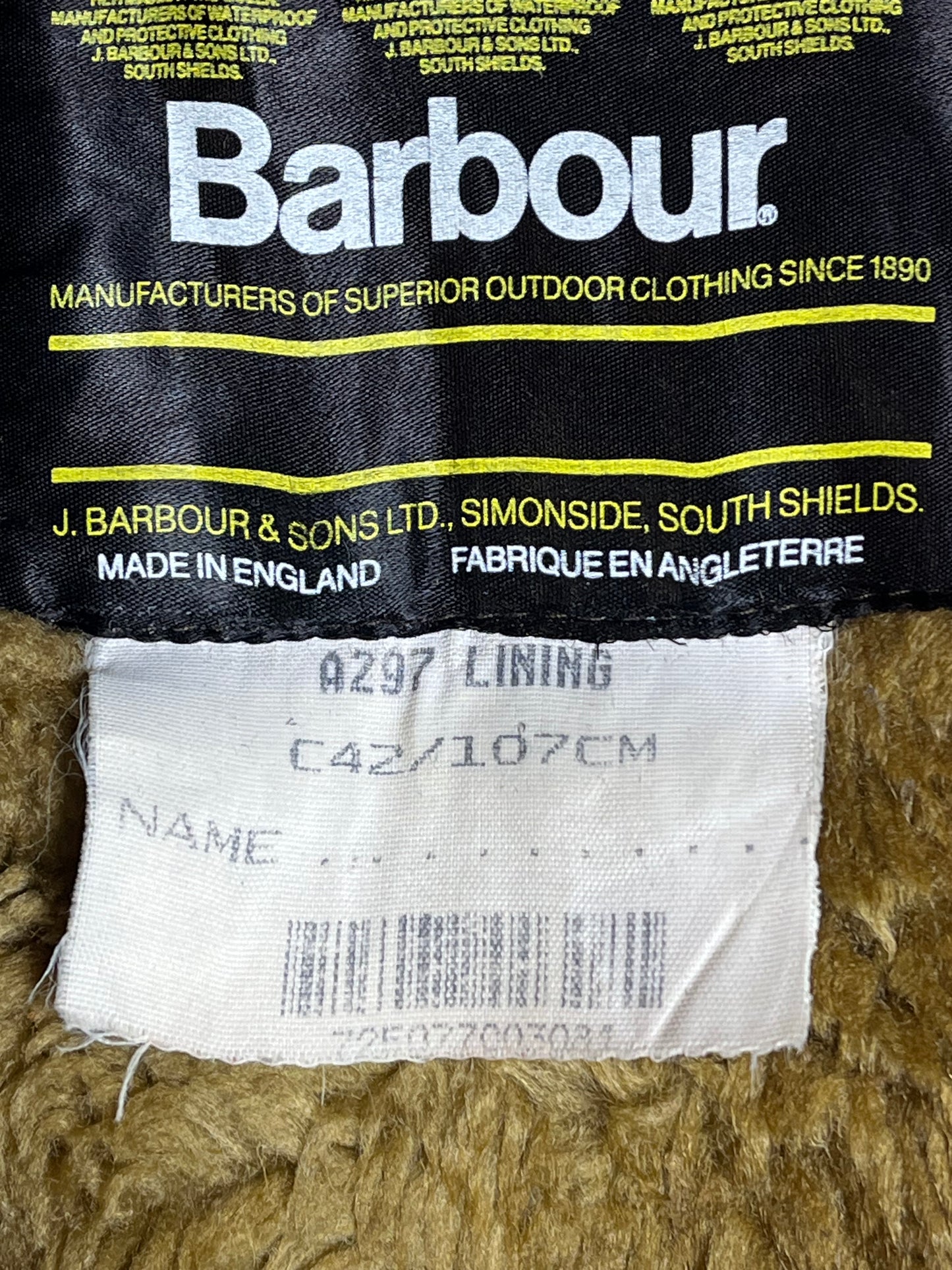 A297 Barbour Vintage C42 Bodywarmer Liner Button Version