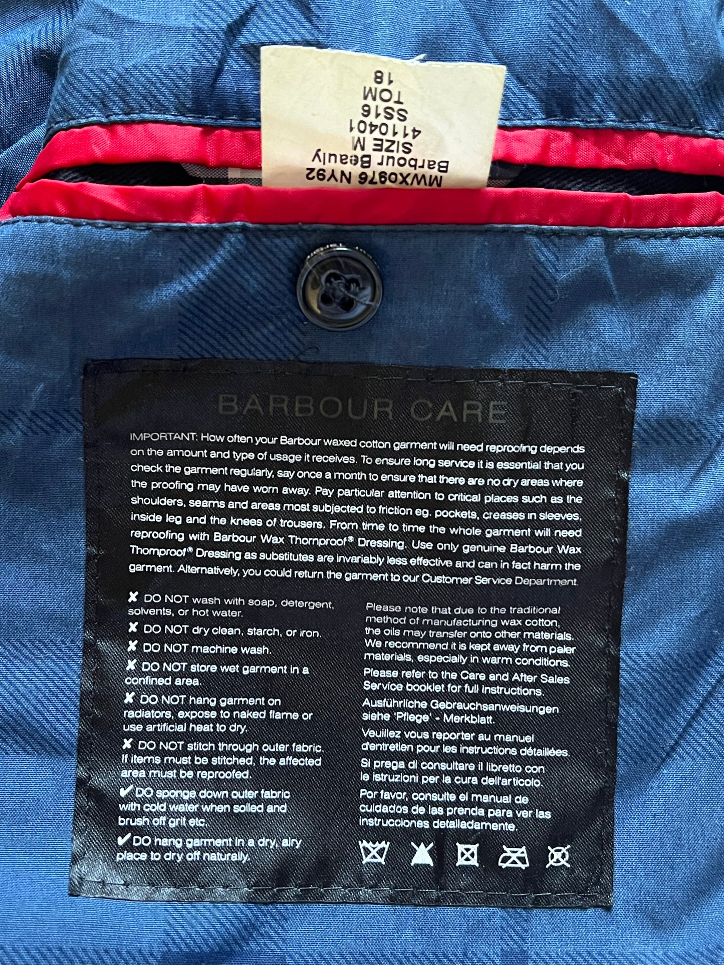 Barbour Bauley M Vintage Blu Navy Wax Blazer