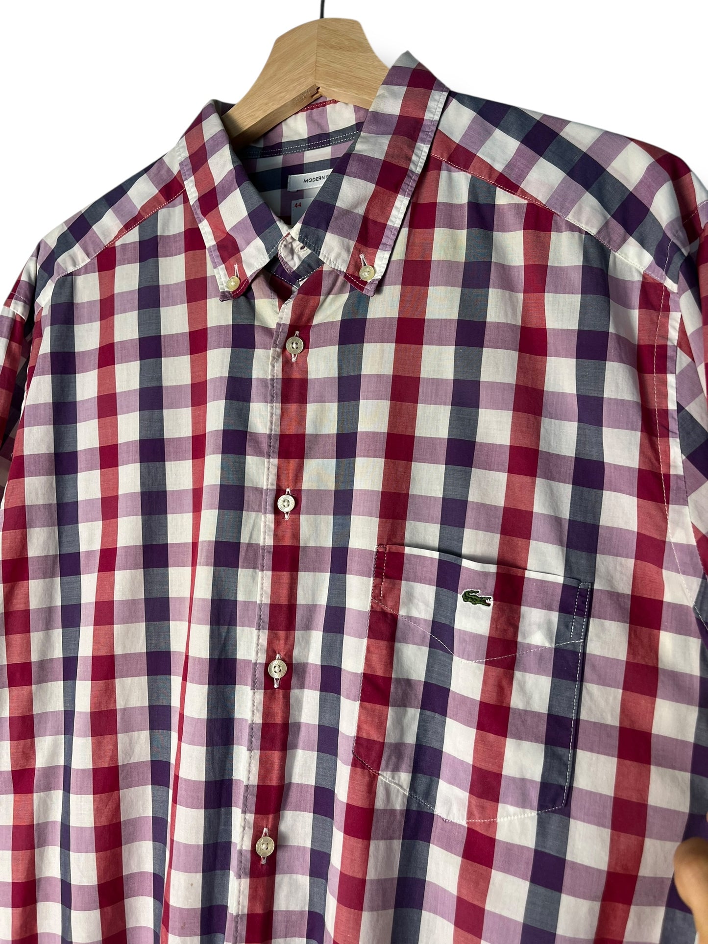 Lacoste Checked Shirt – Red/Navy – Modern Fit – XL