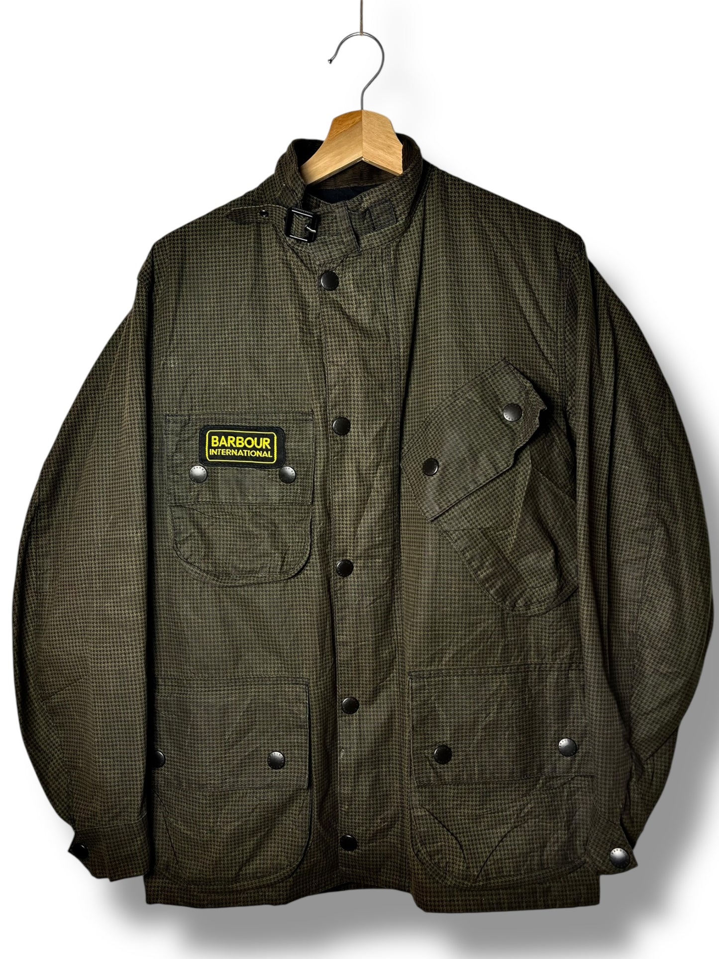 Barbour International Suit SMU Wax Jacket C34 Small Check Rare Moto