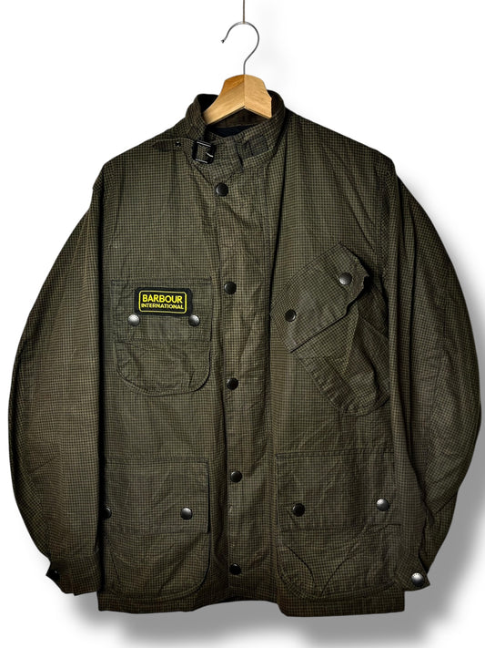 Barbour International Suit SMU Wax Jacket C34 Small Check Rare Moto