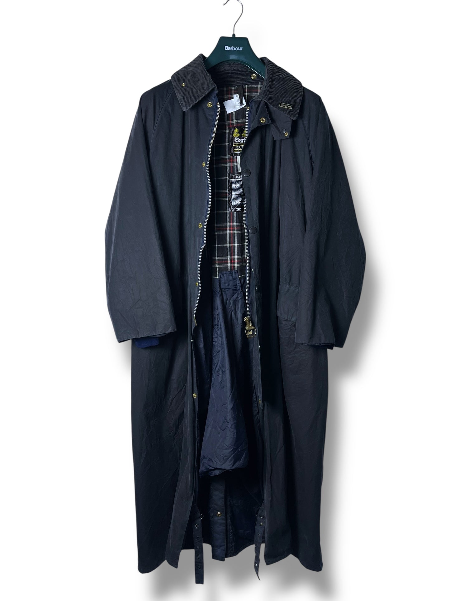 Barbour Burghley Riding Coat Navy Blue 90s Wax Jacket Equestrian