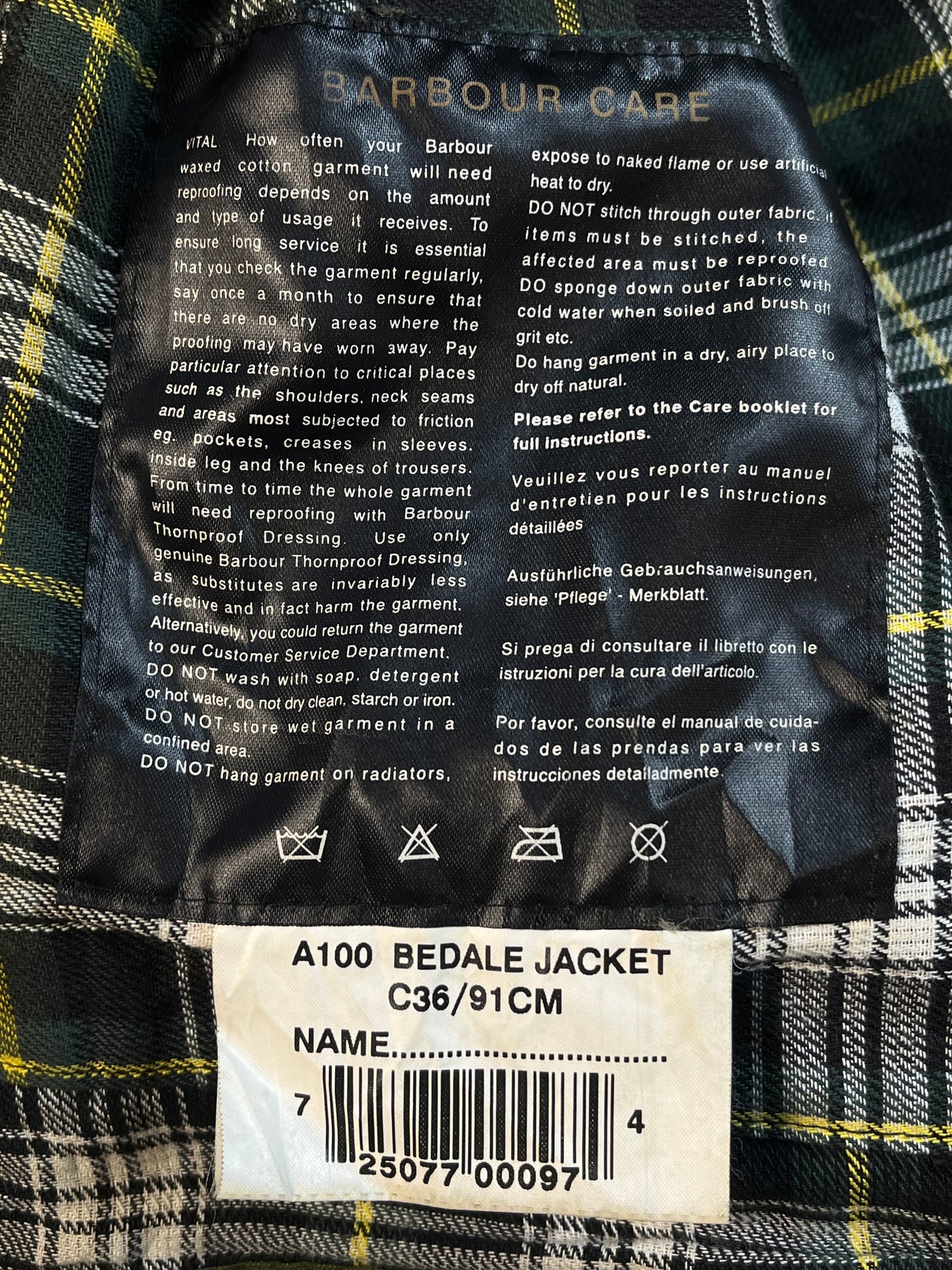 Barbour Bedale Wax Jacket – Sage Green – C36 (S) – 1990s