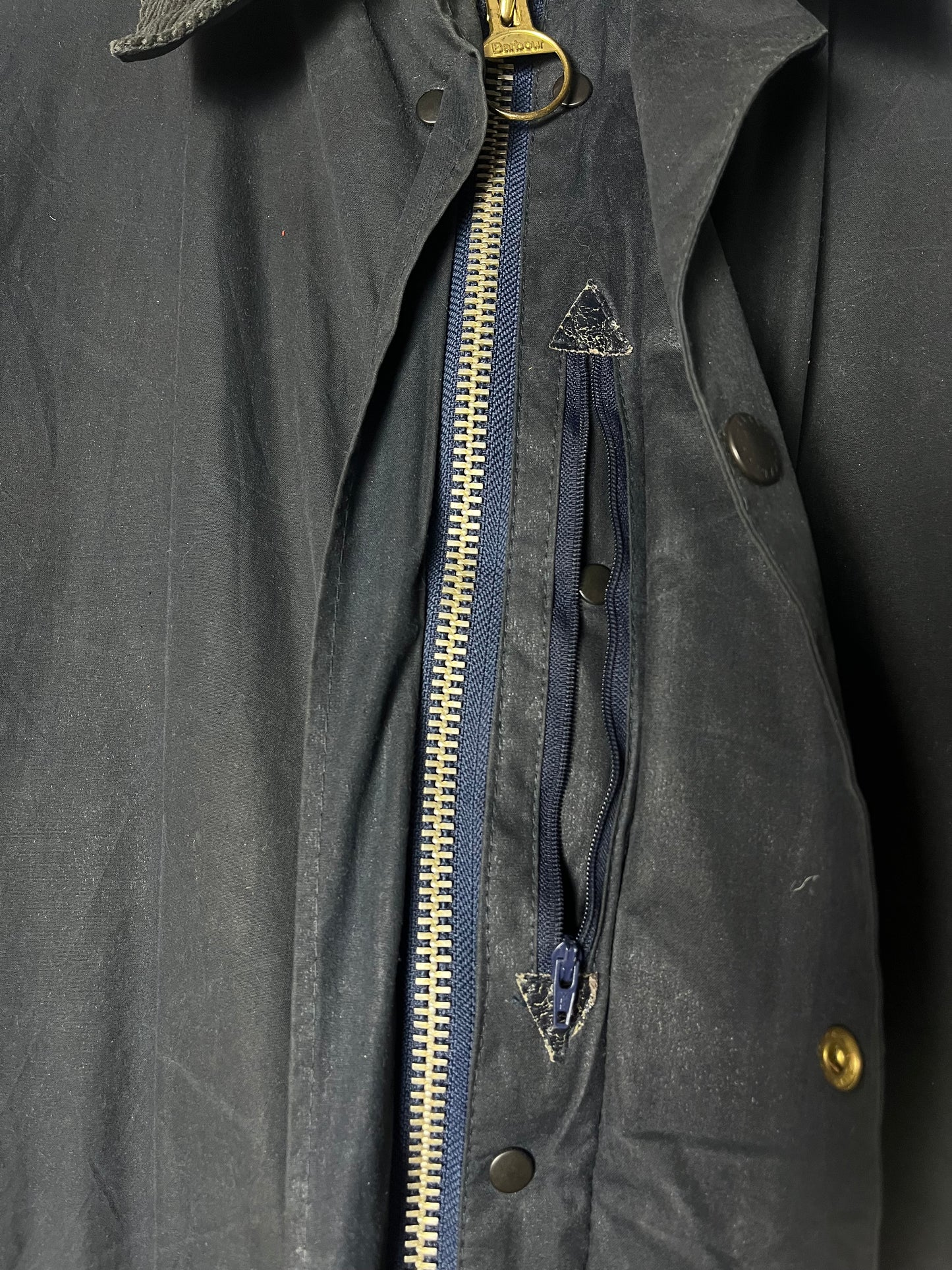 Barbour Border Wax Jacket – Blue Navy – 1995 – C50 (XL) – Liner Included