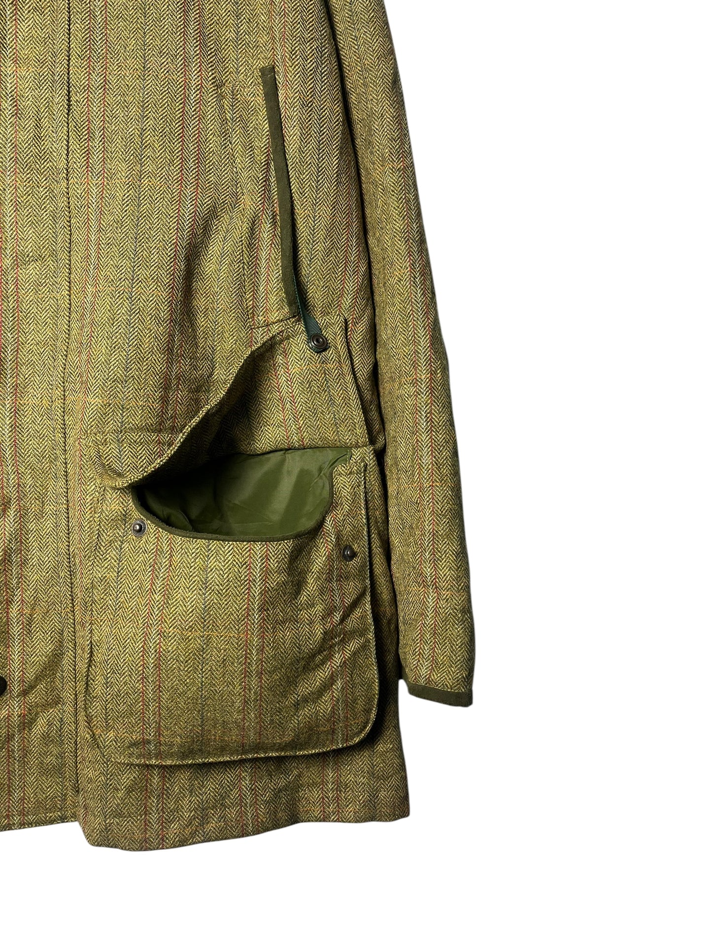 Barbour Tweed Hunting Jacket Green Wool XL Vintage Field Jacket