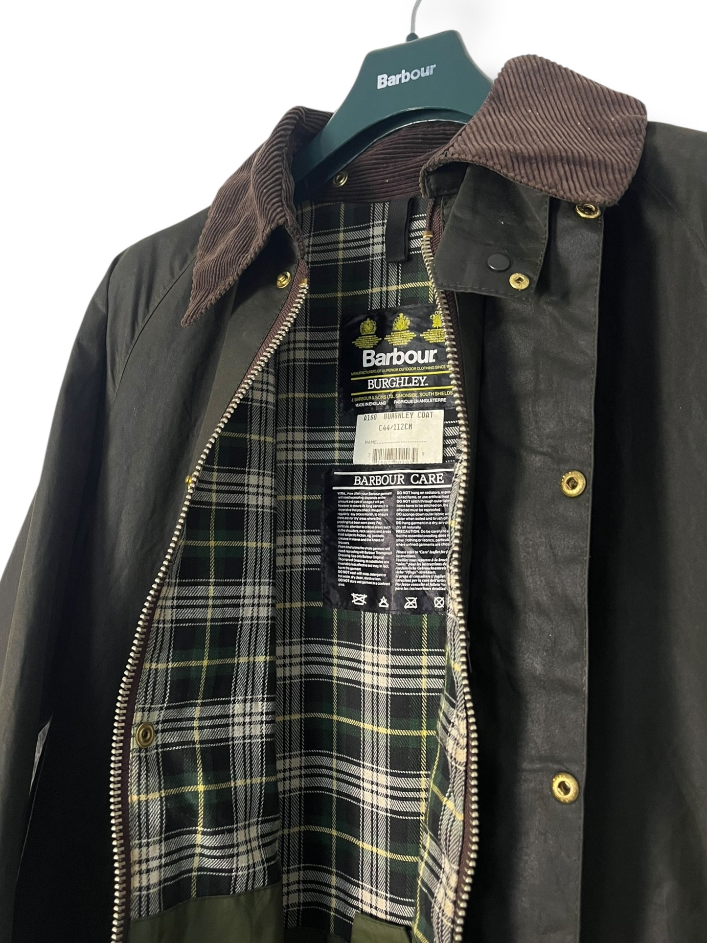 Barbour Burghley Coat C44 Sage – Rare Vintage 1994
