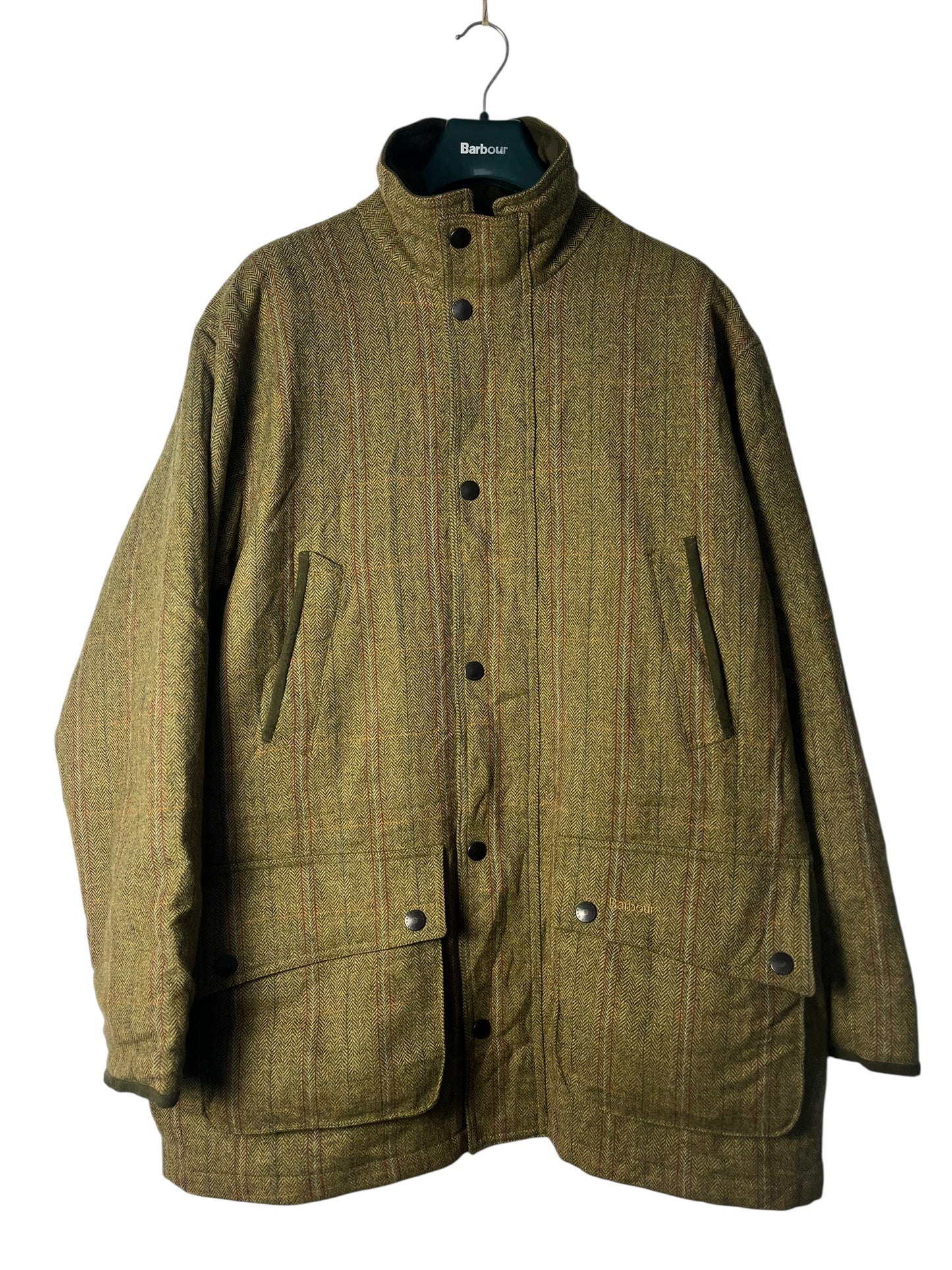 Barbour Tweed Hunting Jacket Green Wool XL Vintage Field Jacket