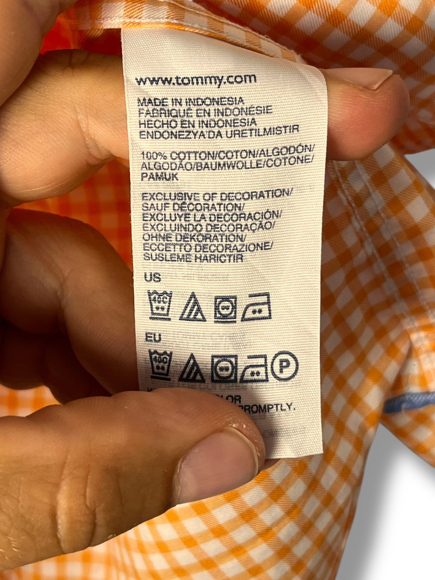 Tommy Hilfiger Tailored Shirt – Orange/White Check – XL Fit