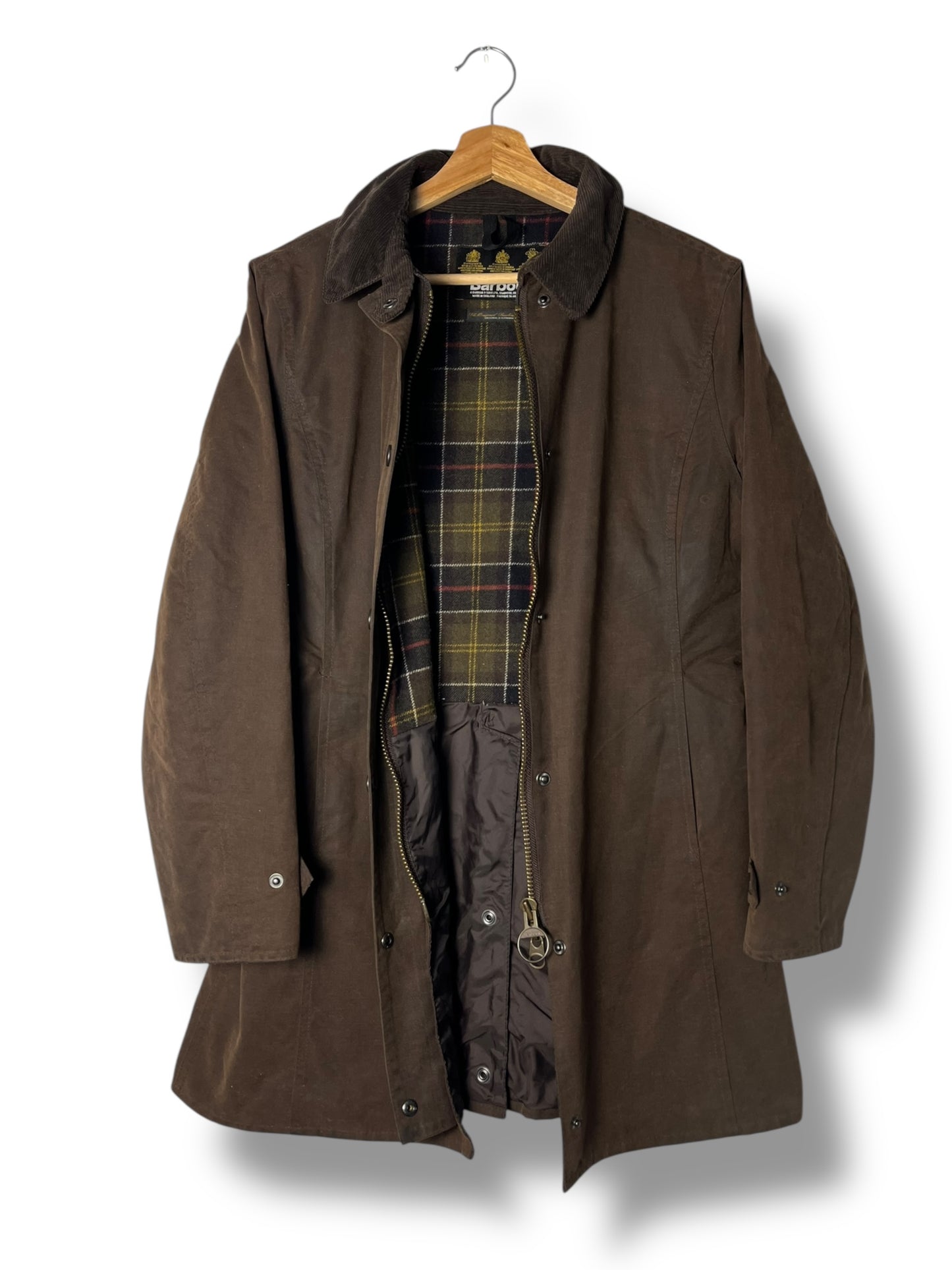 Barbour Newmarket Wax Jacket – Brown – UK 12 (Women)