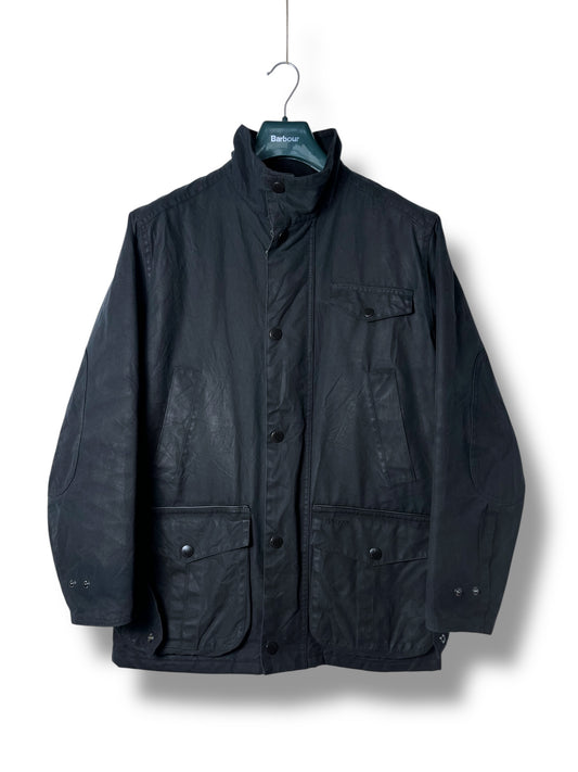 Barbour Cole Wax Jacket Navy Waxed Cotton Leather Details Size S