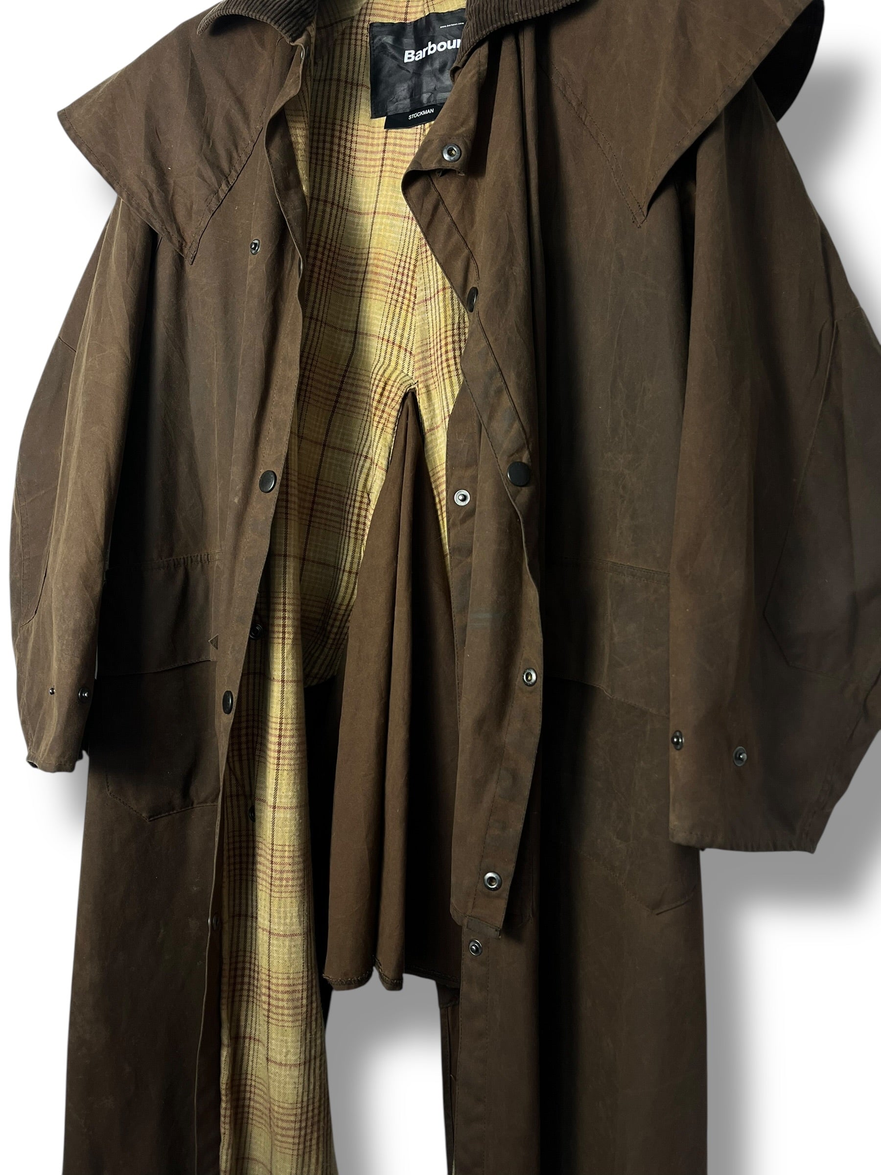 Barbour Stockman Waxed Coat – Brown – Size S – Draps Barcelona