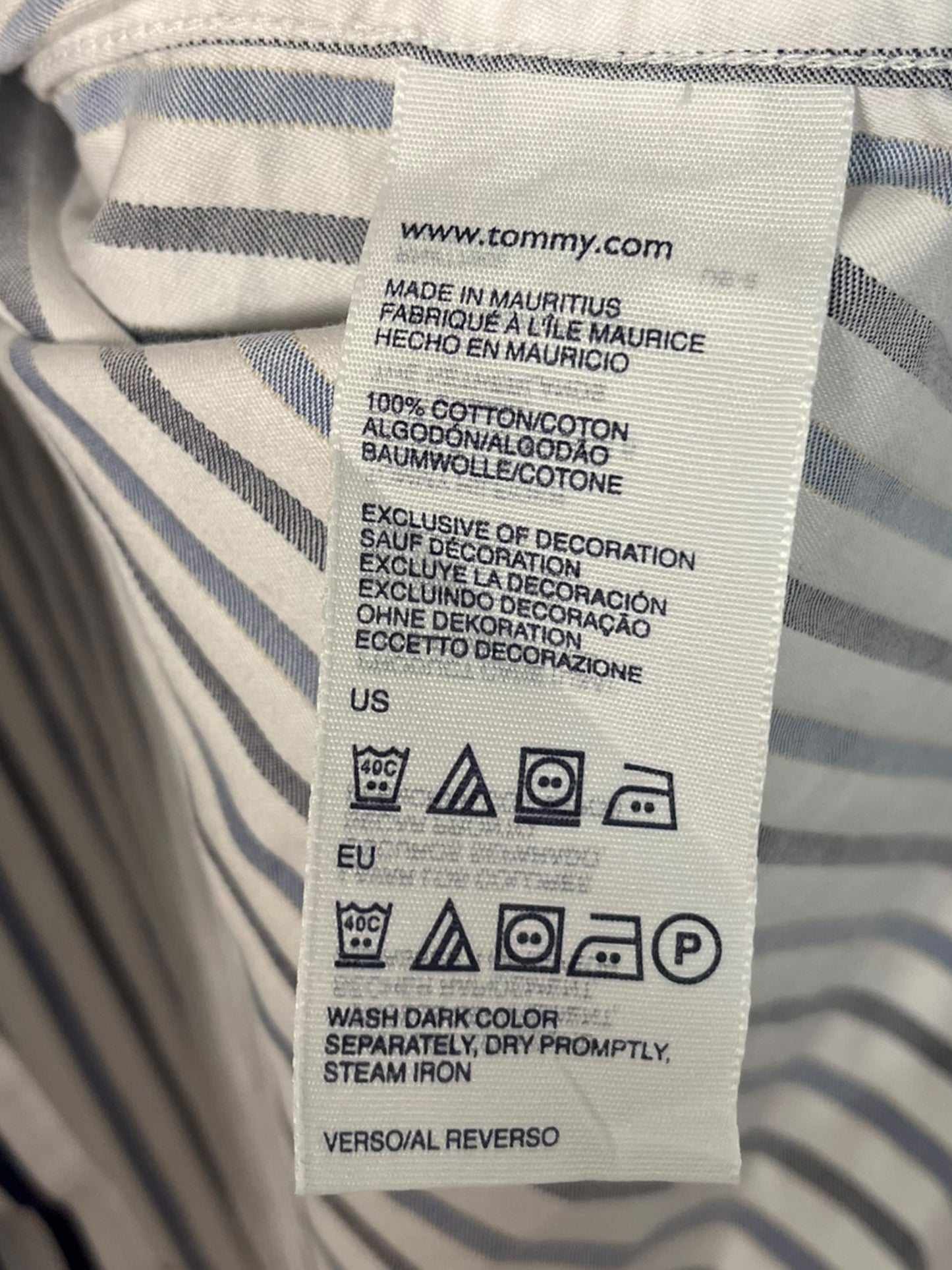 Tommy Hilfiger Vintage Striped Shirt White/Blue – Size L