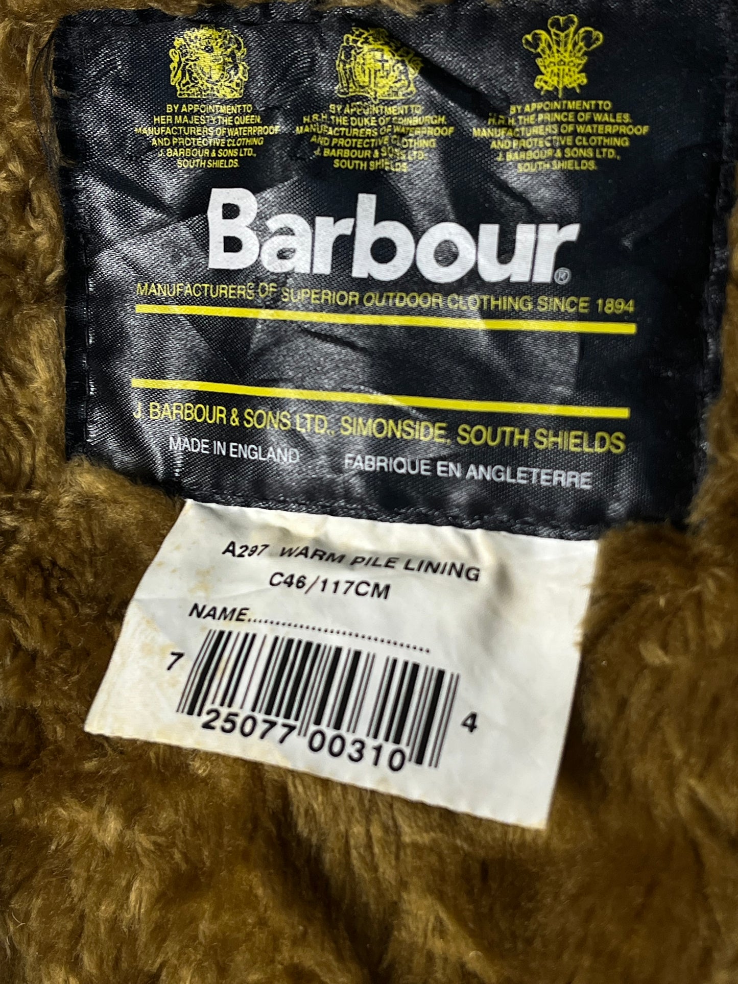 Barbour Vintage Body Warmer C46 Liner – Button Clip 1998