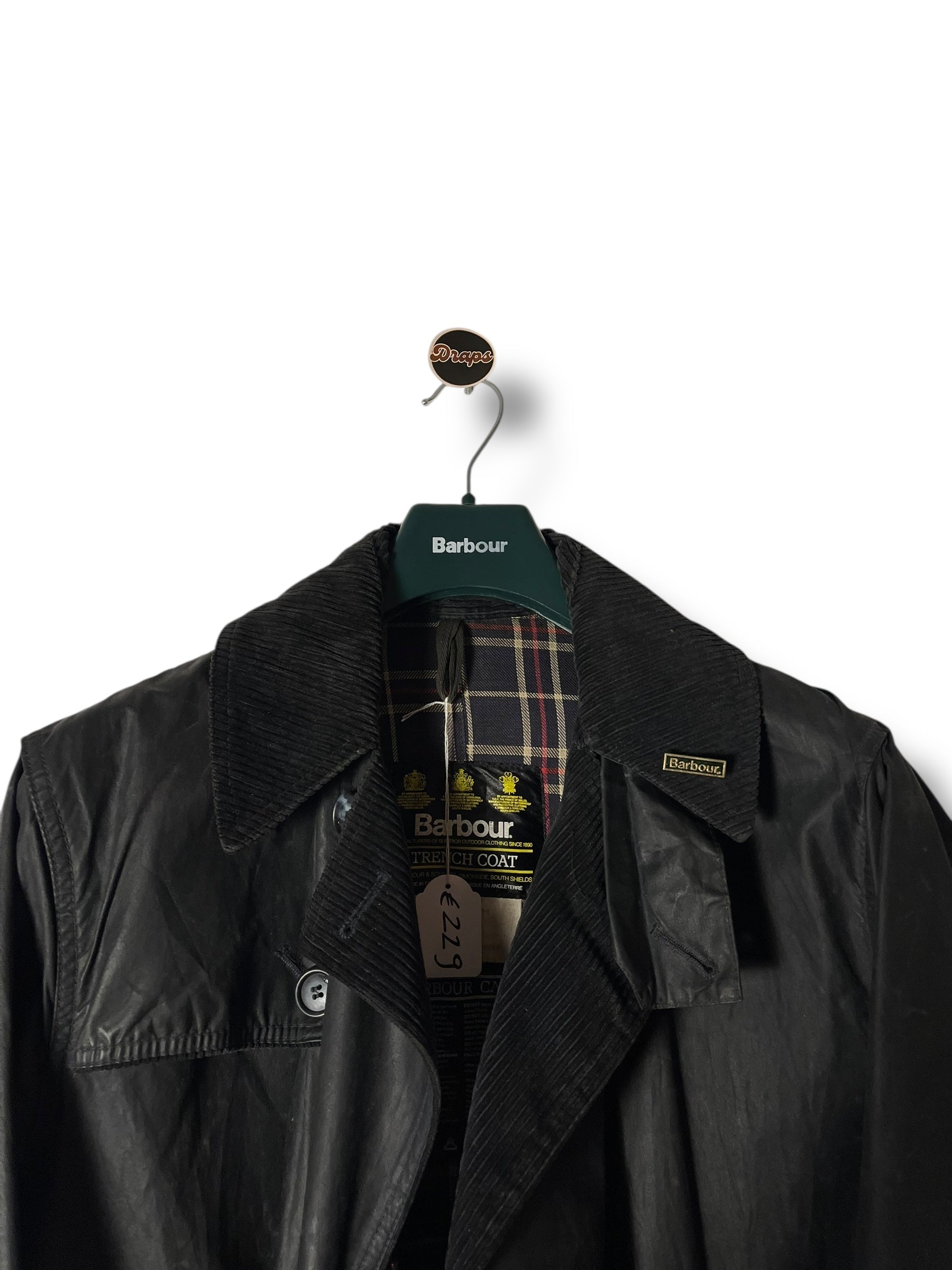 Barbour Trench Coat C38 Blue Navy – Rewaxed, 1990s. – Draps Barcelona
