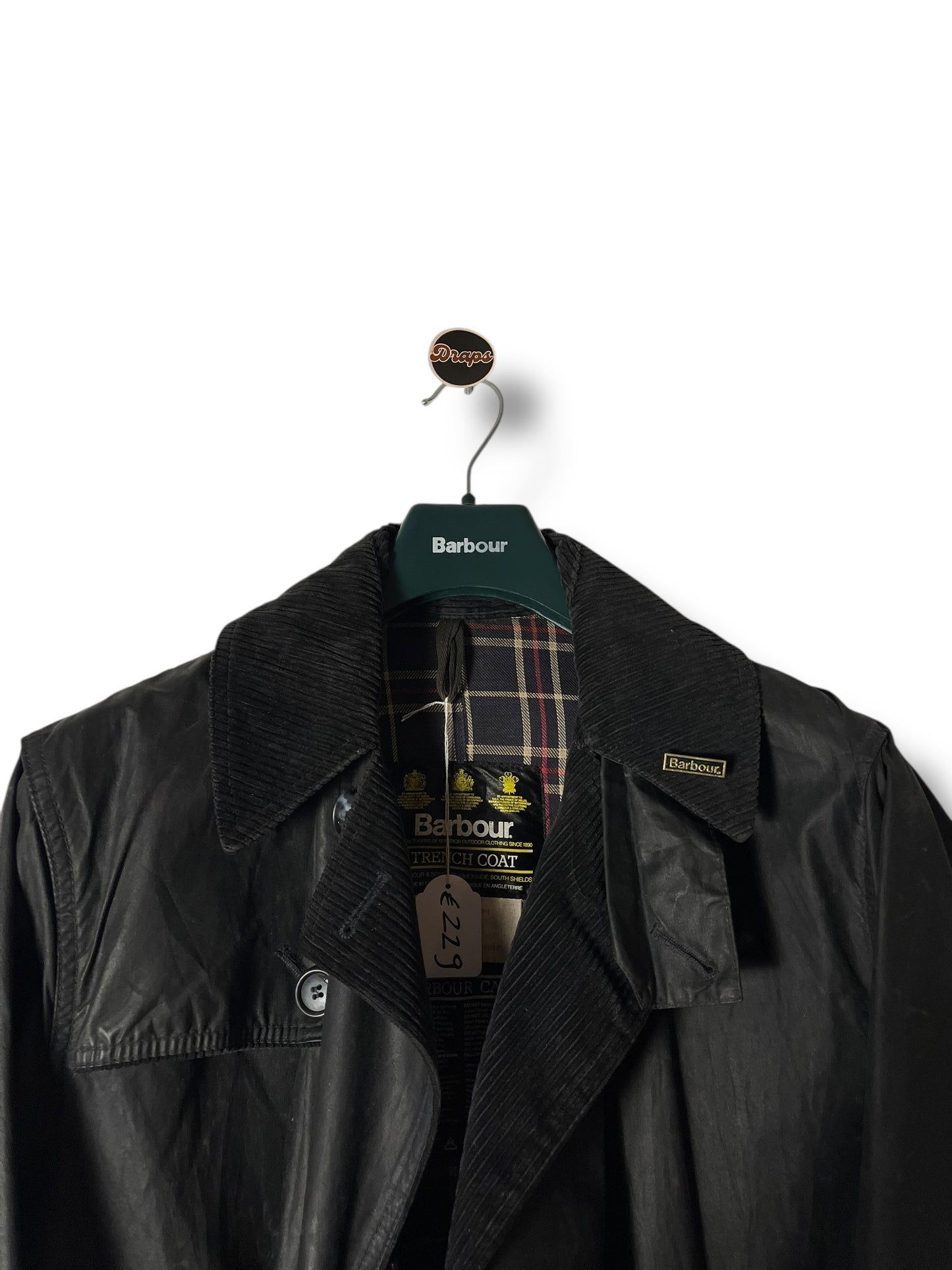Barbour Trench Coat C38 Blue Navy – Rewaxed, 1990s.