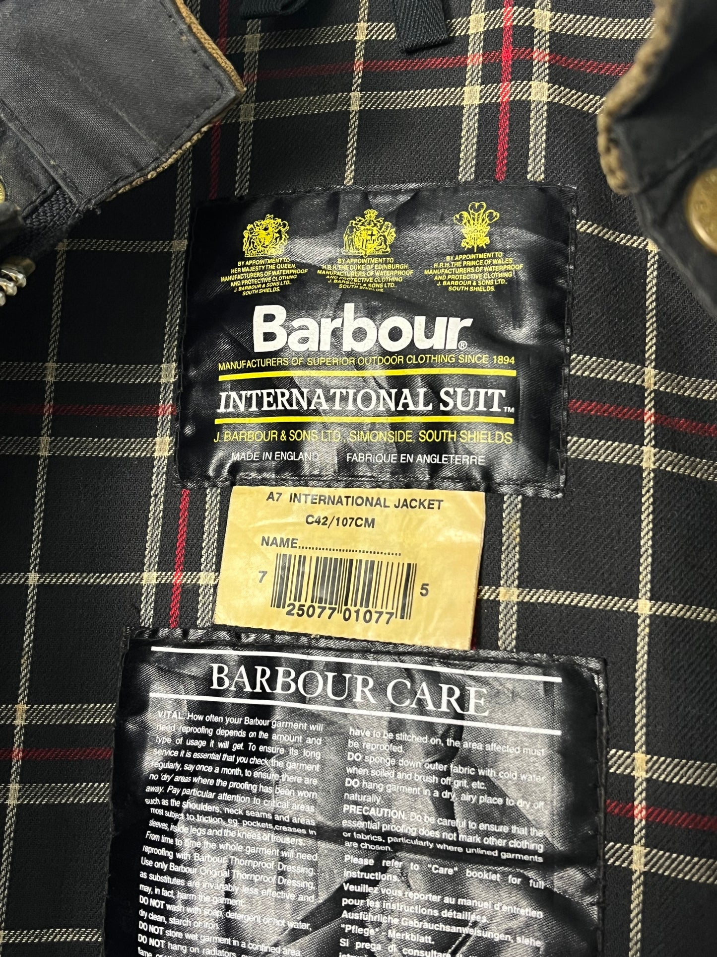 Vintage Barbour International Suit A7 – Black (C42) 1997