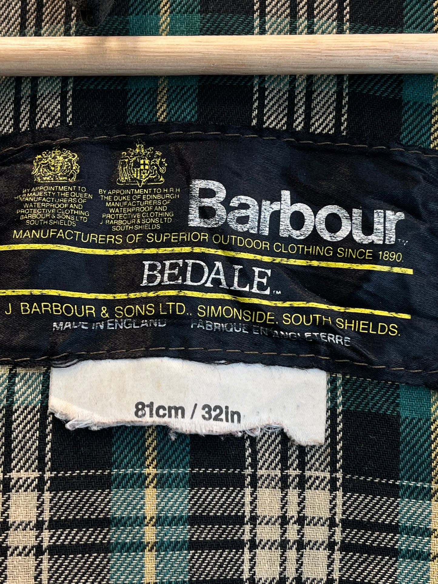 Barbour Bedale 1980s Sage Green Waxed Jacket C32 XS Vintage UK
