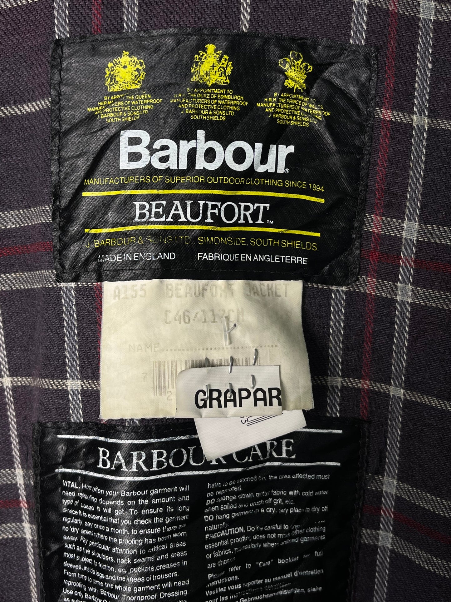 Barbour Beaufort A155 Wax Jacket Navy 1995 C46 XL Vintage Rewaxed