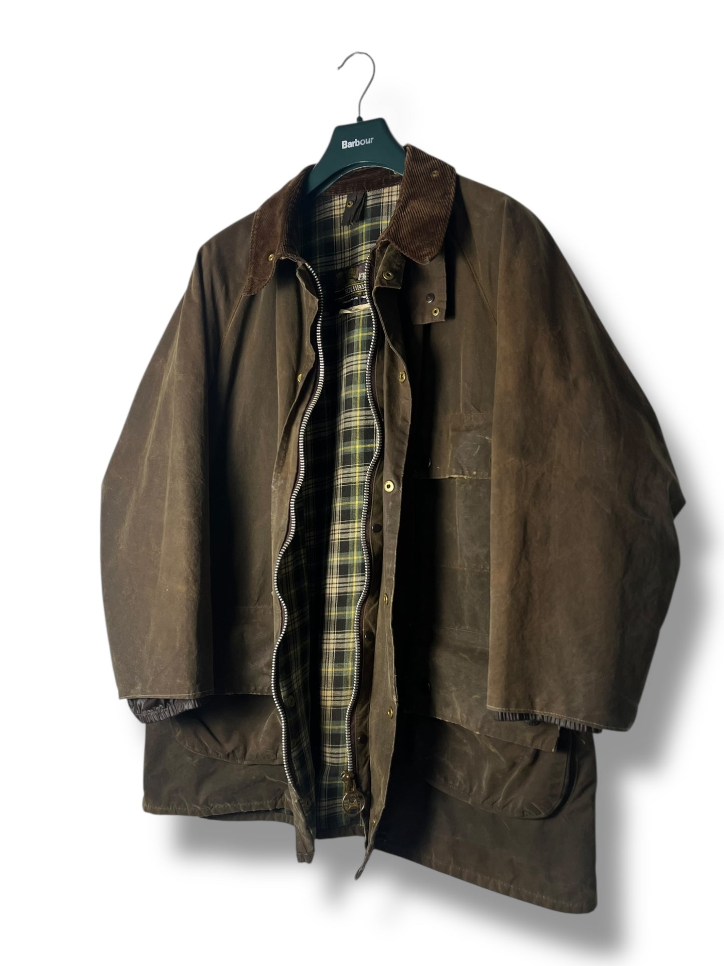 Rare 1980s Barbour Solway Zipper Wax Jacket – Olive – C44