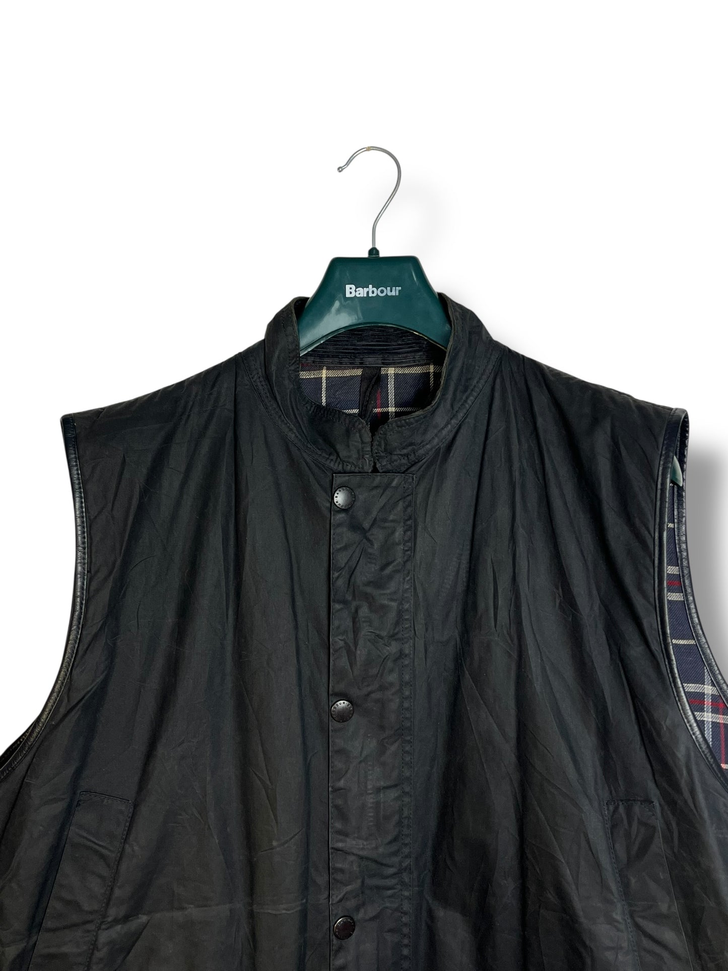 Barbour Westmorland Waxed Cotton Gilet Navy XXL Vintage 90s A225