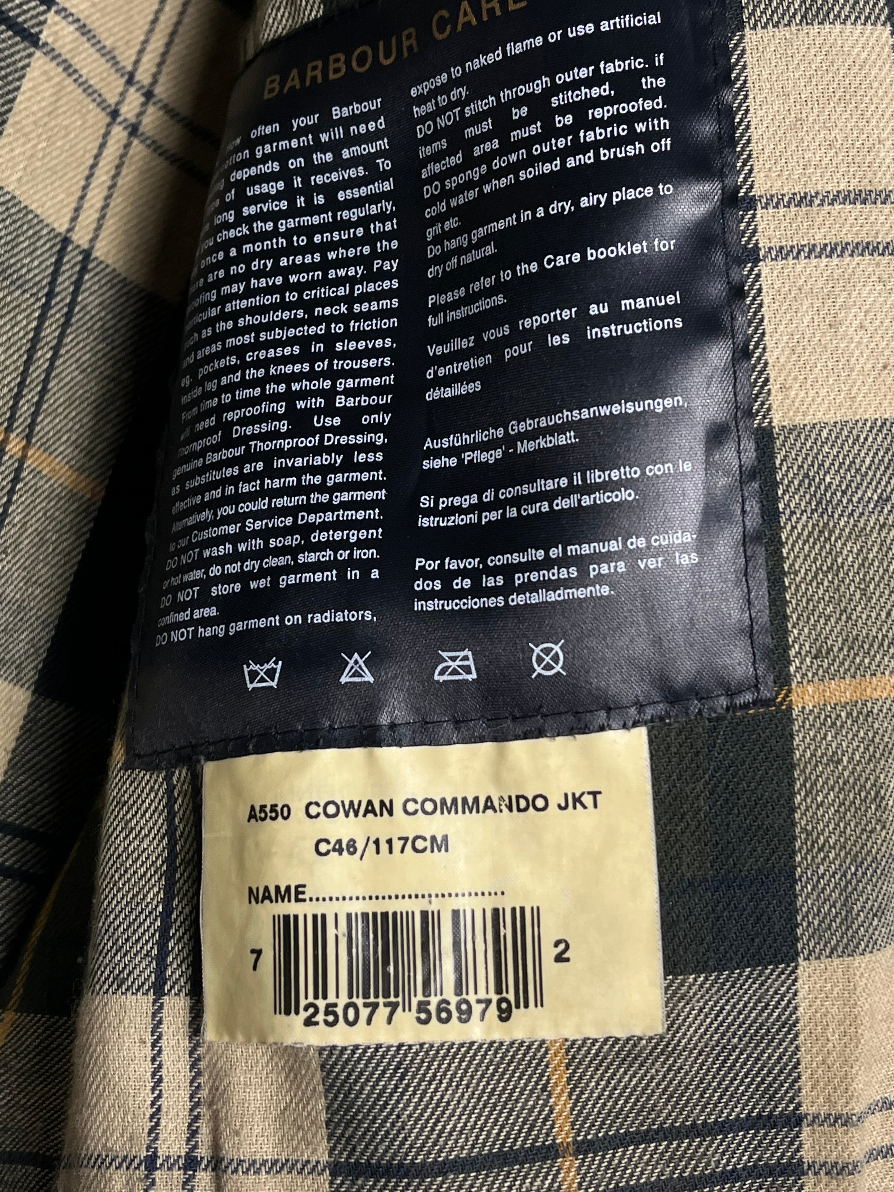 Rare Barbour Cowen Commando Jacket – Olive Brown – C46 XXL – Draps