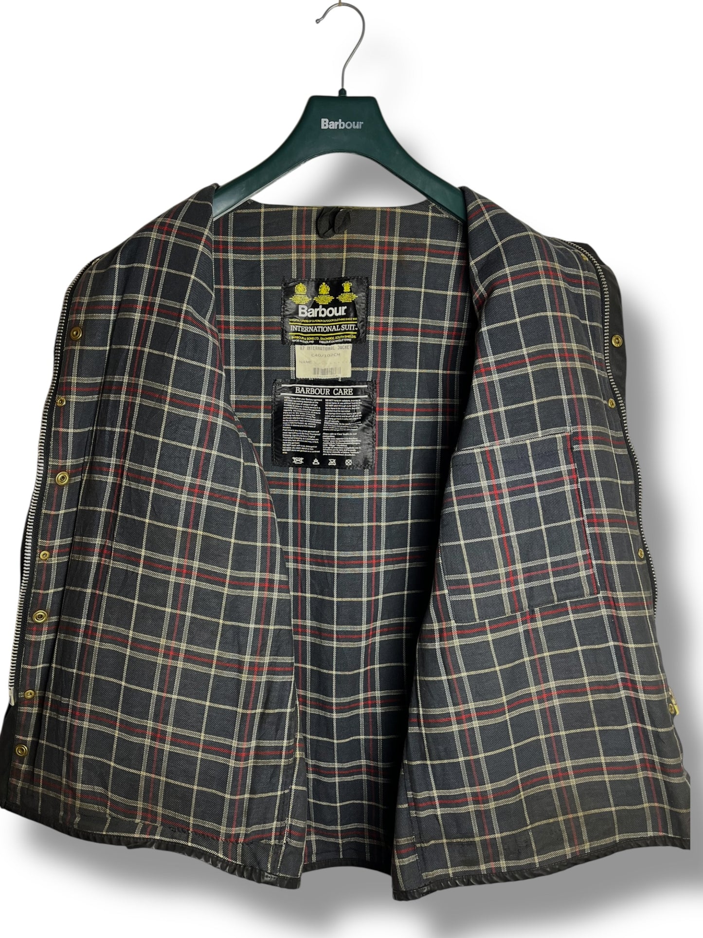 Rare Barbour International A7 Wax Jacket 1992 Navy Blue Vintage C40 UK