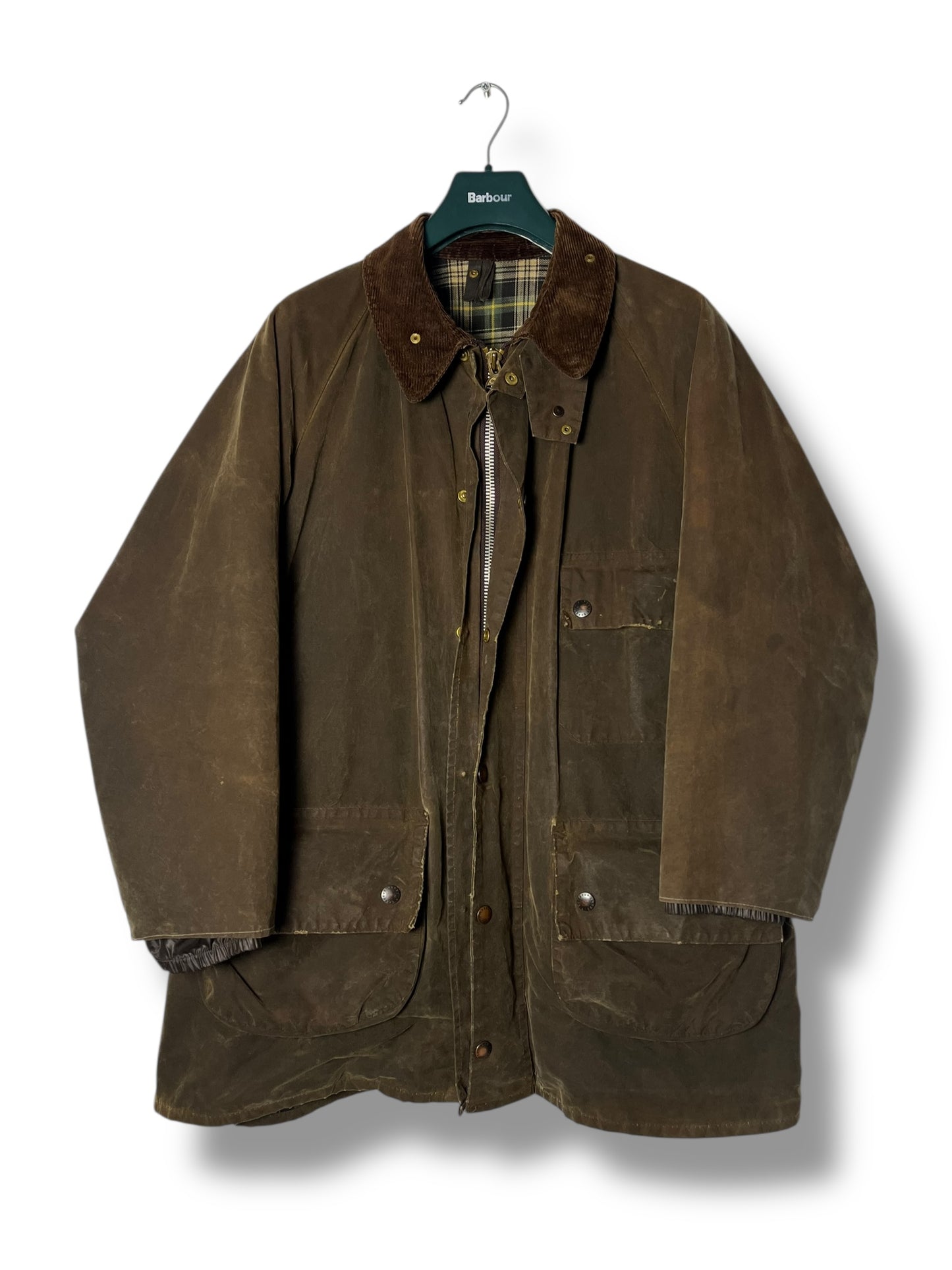 Rare 1980s Barbour Solway Zipper Wax Jacket – Olive – C44