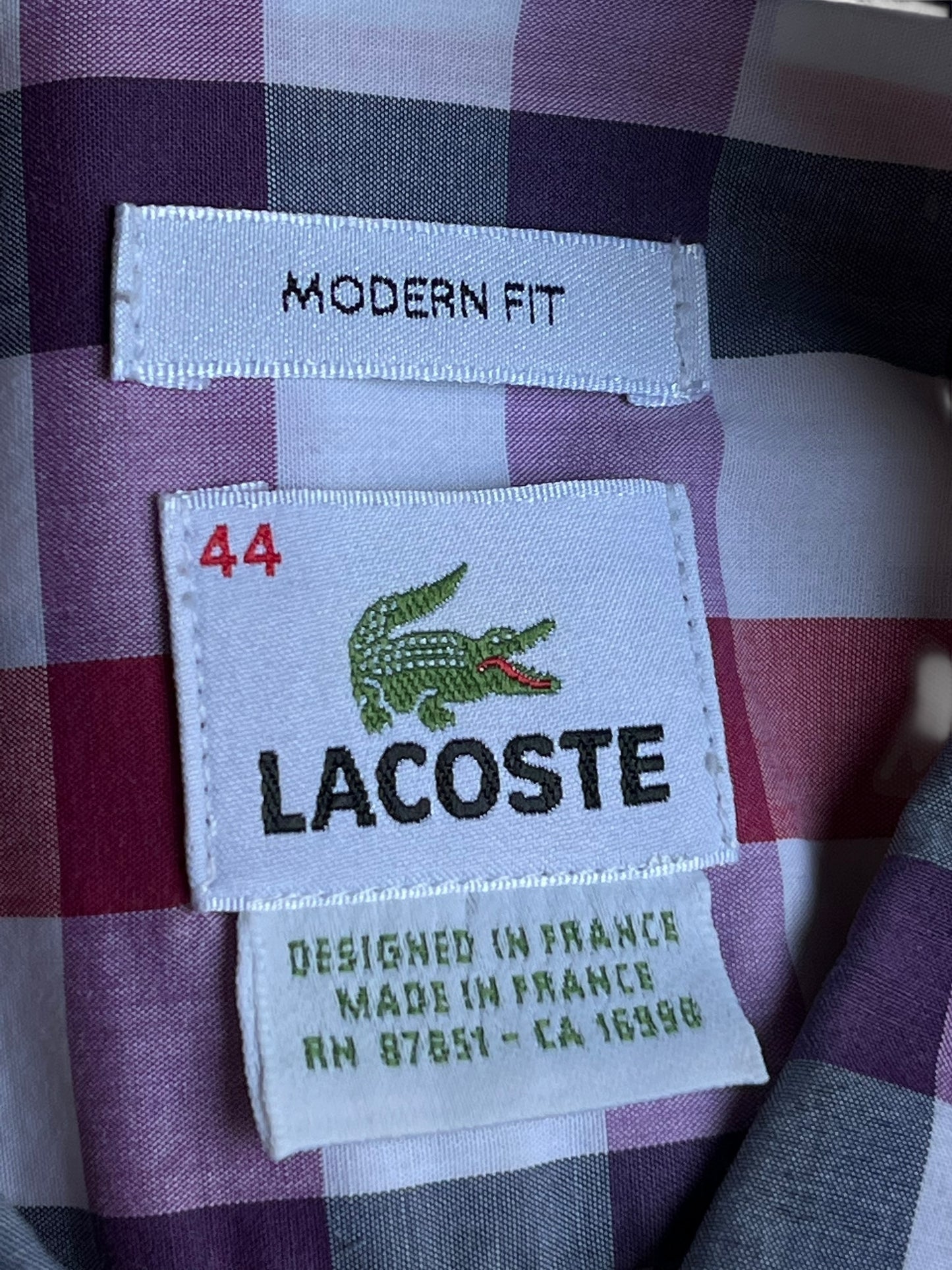 Lacoste Checked Shirt – Red/Navy – Modern Fit – XL
