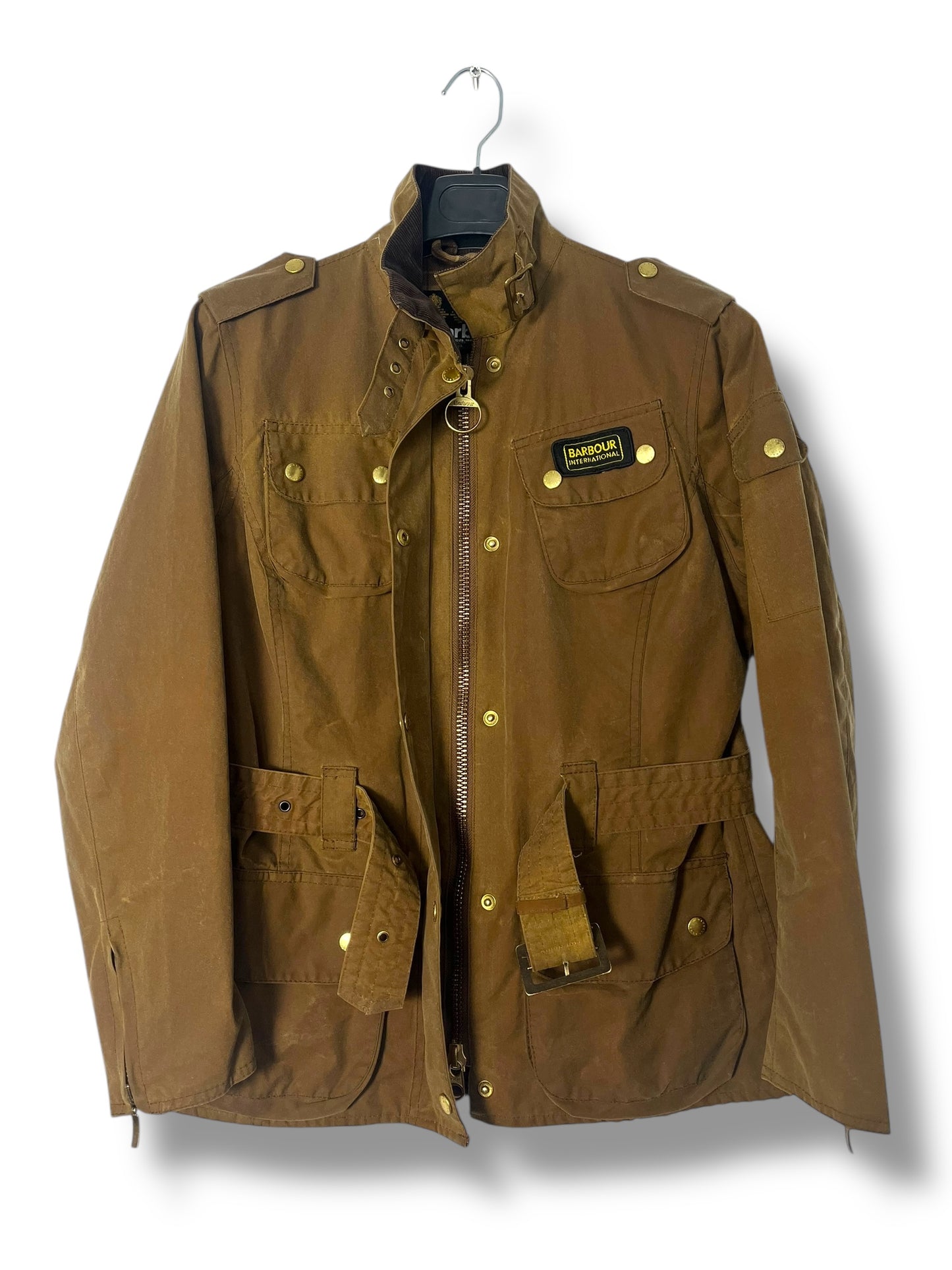 Barbour International Suit Ladies Wax Jacket – UK 12 / Sandstone