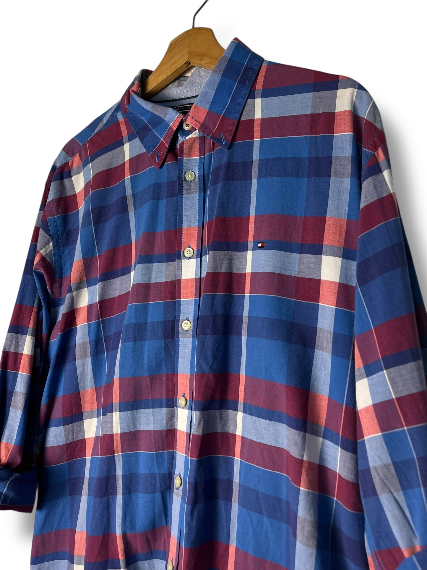 Tommy Hilfiger Checked Shirt – Blue & Red – Soft Cotton – L/XL Fit