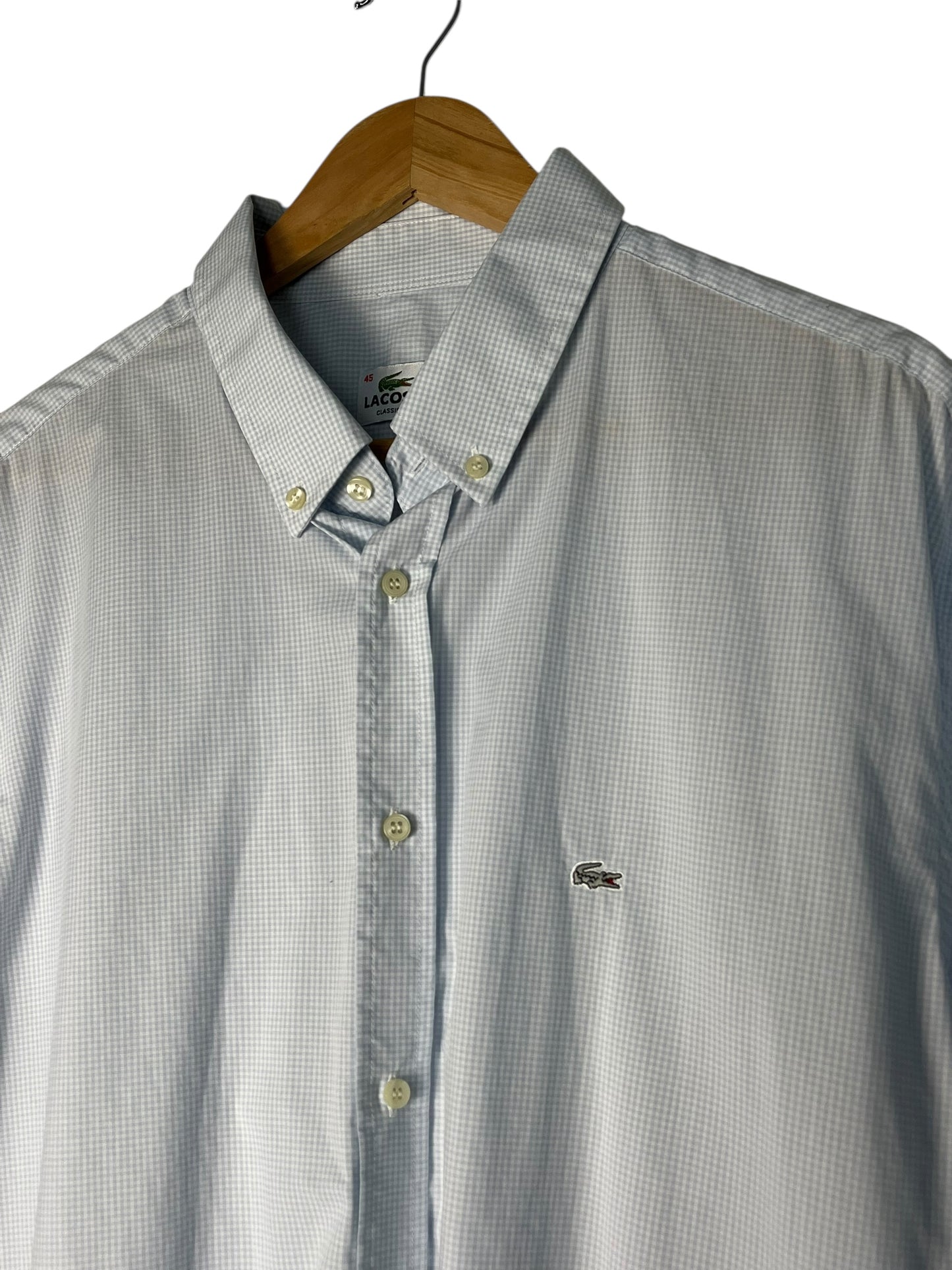 Lacoste Shirt – Light Blue Micro-Check – Classic Fit – XL