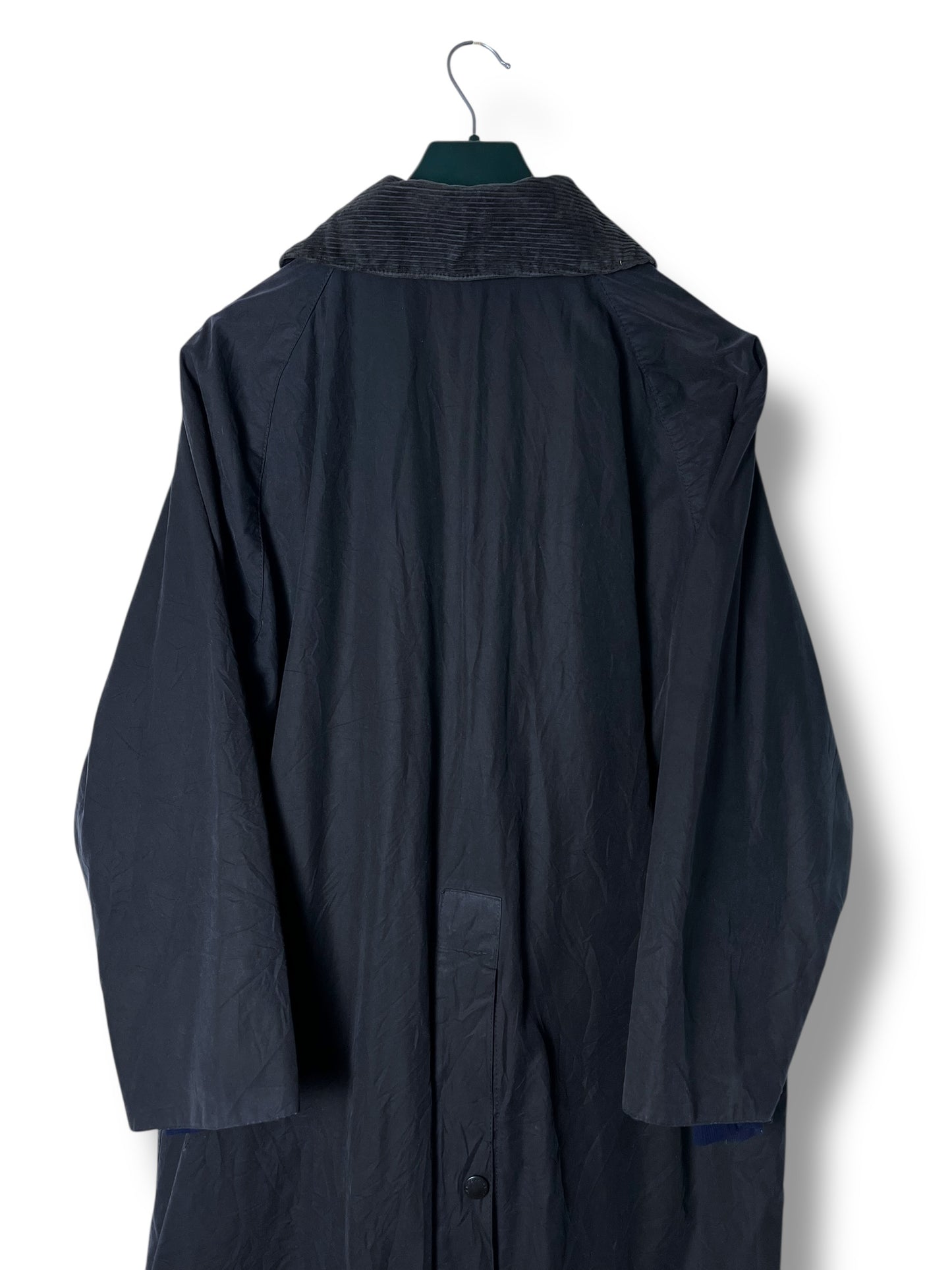 Barbour Burghley Riding Coat Navy Blue 90s Wax Jacket Equestrian
