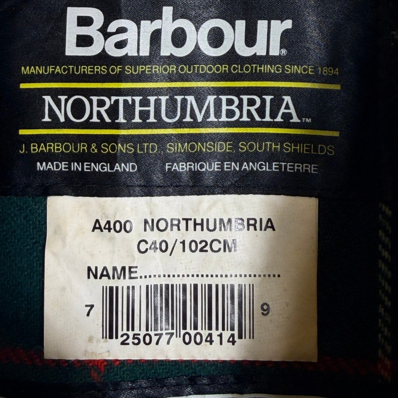 Northumbria Vintage 90's C40 Sage Green