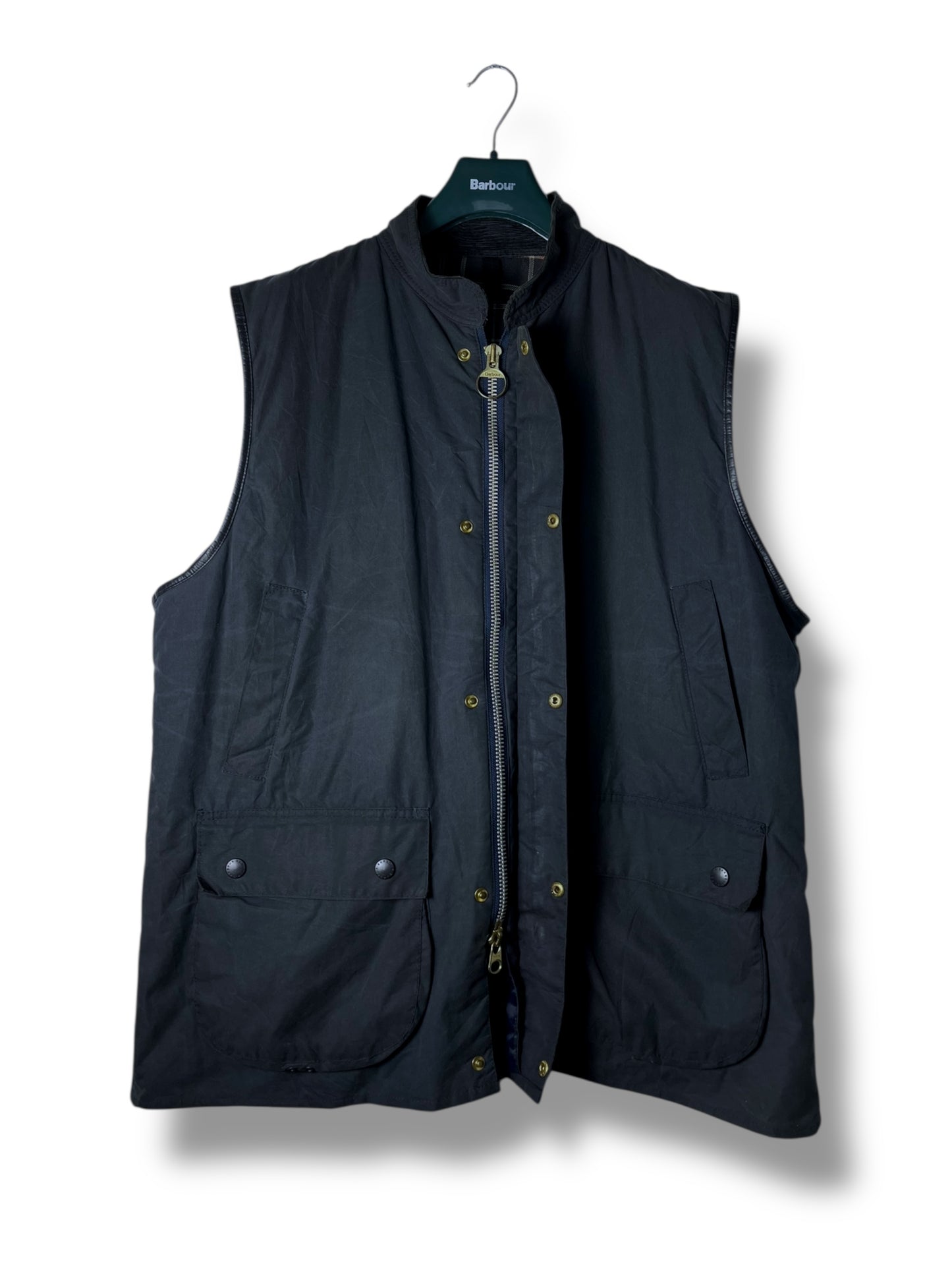 Barbour Westmorland Waxed Gilet (Navy Blue) – Size XXL (1993)