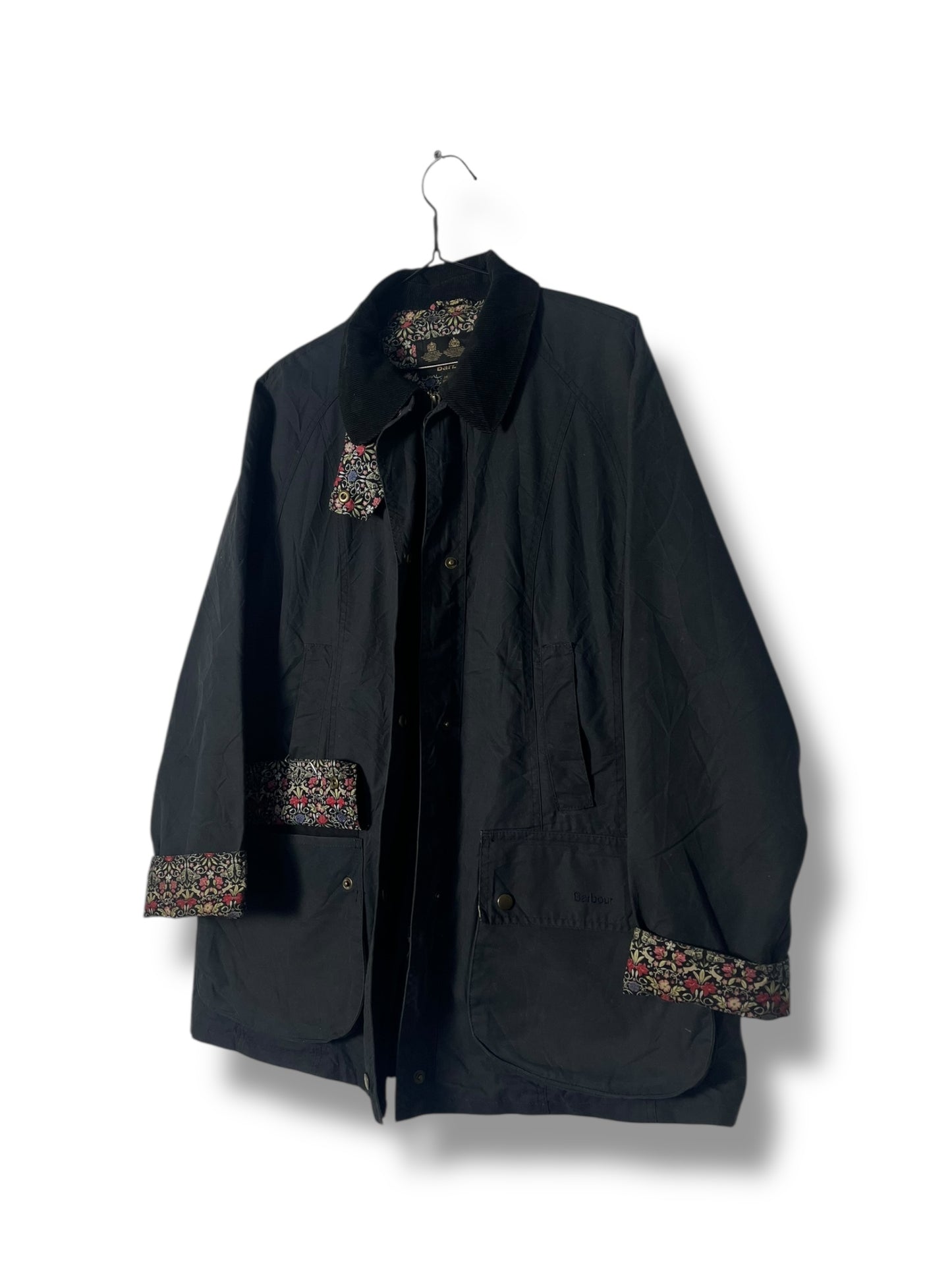 Barbour Beadnell Ladies Wax Jacket – UK 18 / Navy Blue Floral Lining