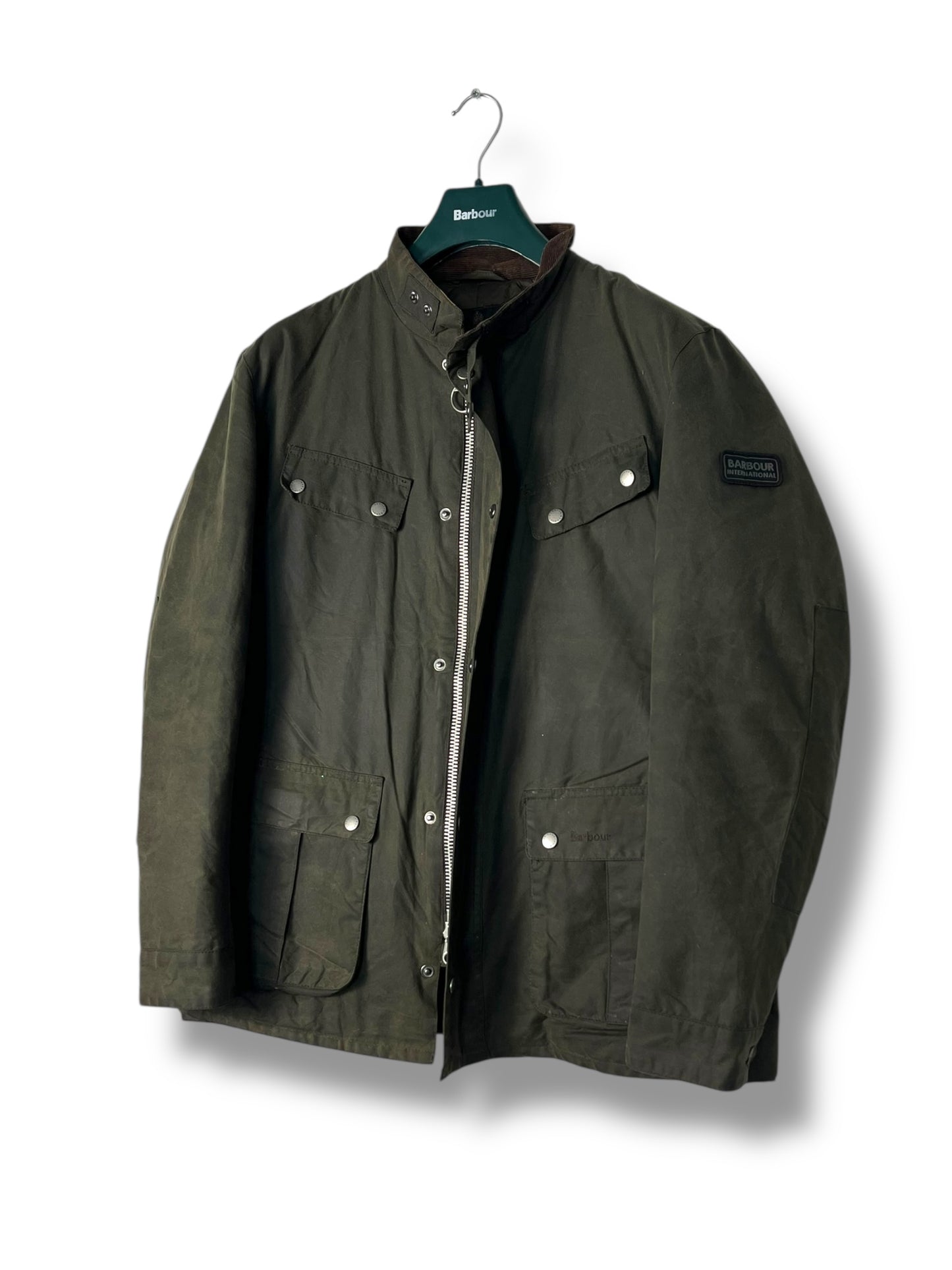 Barbour International Duke Wax Jacket – XL – Military Green
