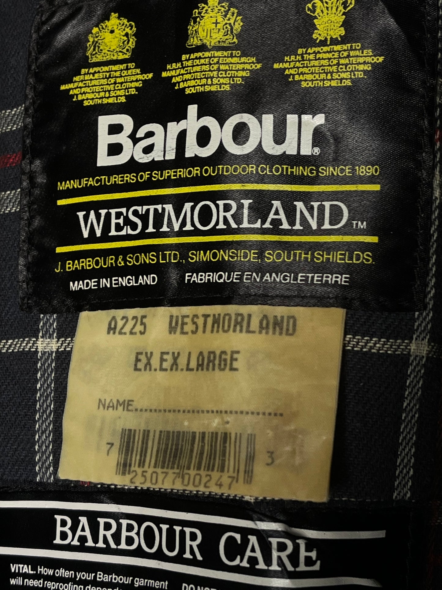 Barbour Westmorland Waxed Gilet (Navy Blue) – Size XXL (1993)