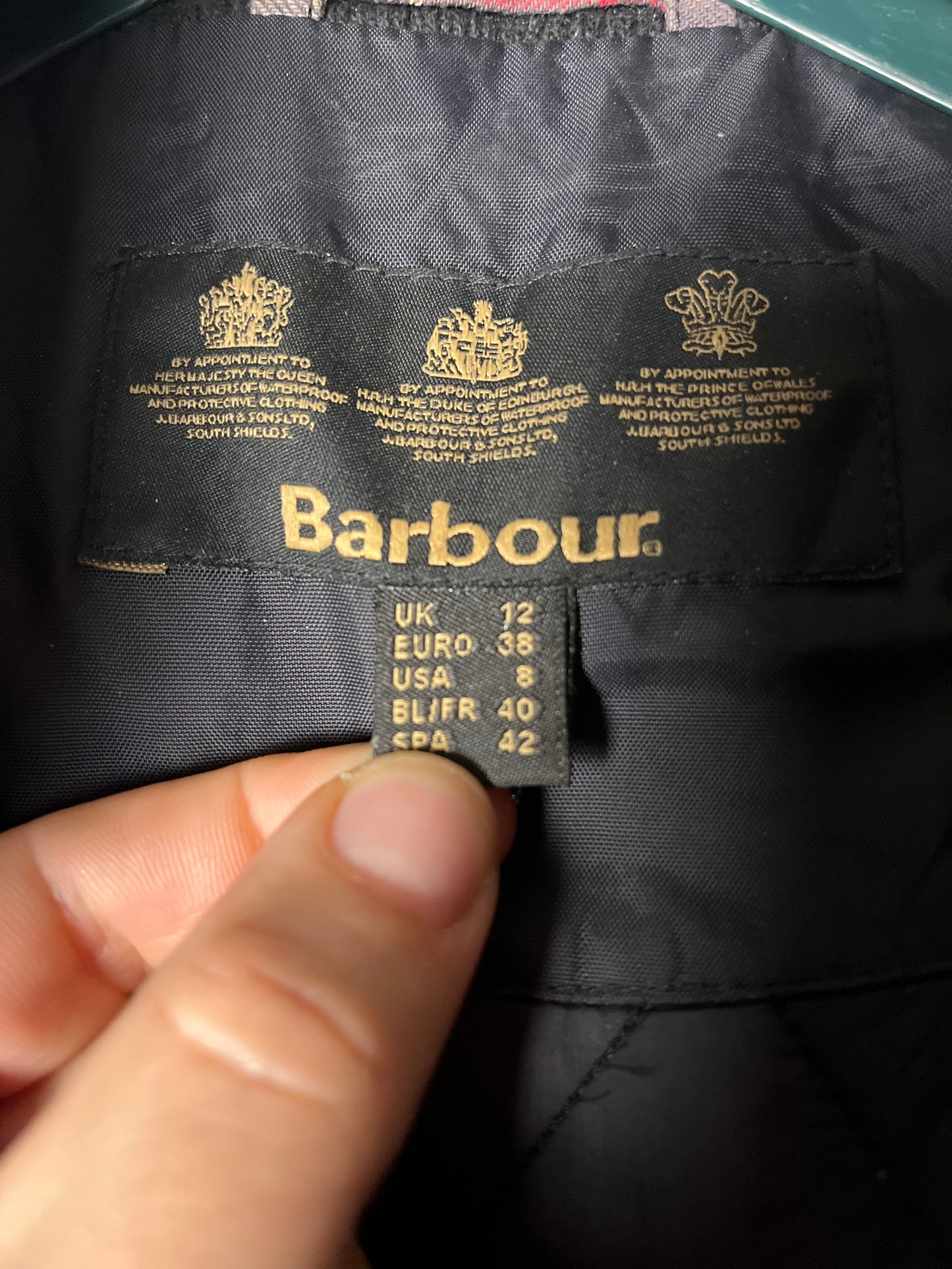 Parka de algodón encerado para mujer Barbour, talla 12 del Reino Unido