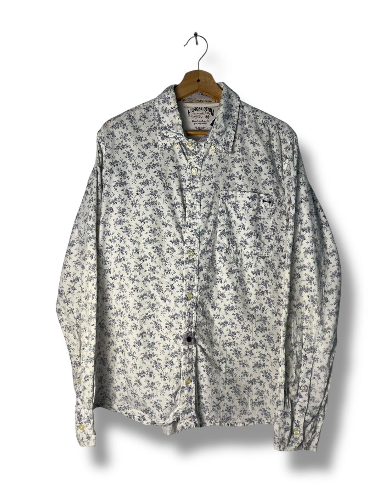 Hilfiger Denim Shirt – White Floral Print – L