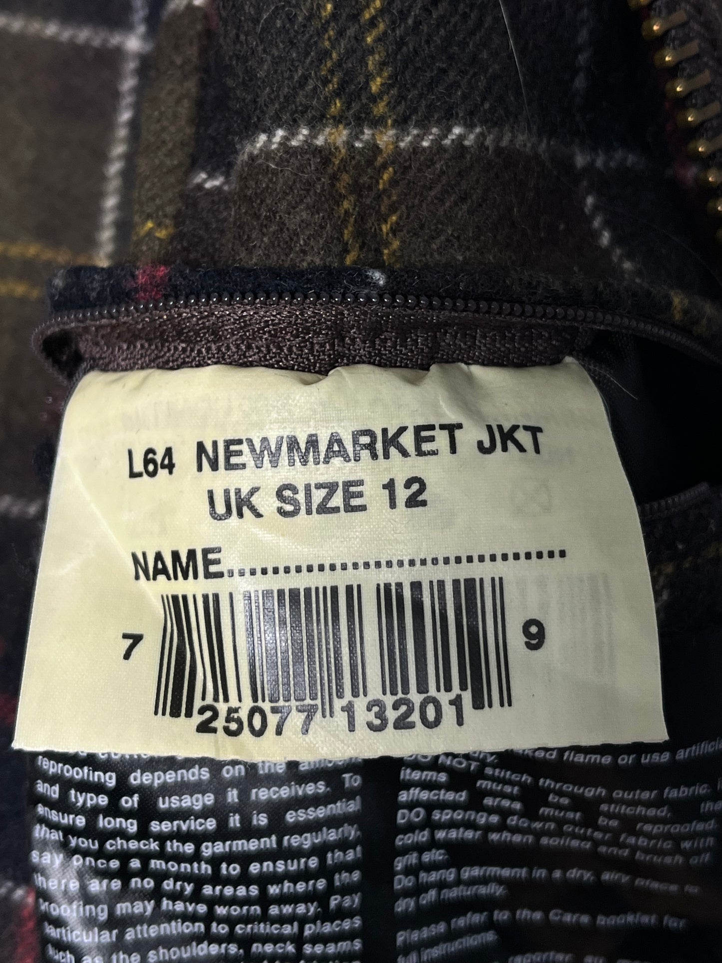 Barbour Newmarket Wax Jacket – Brown – UK 12 (Women)